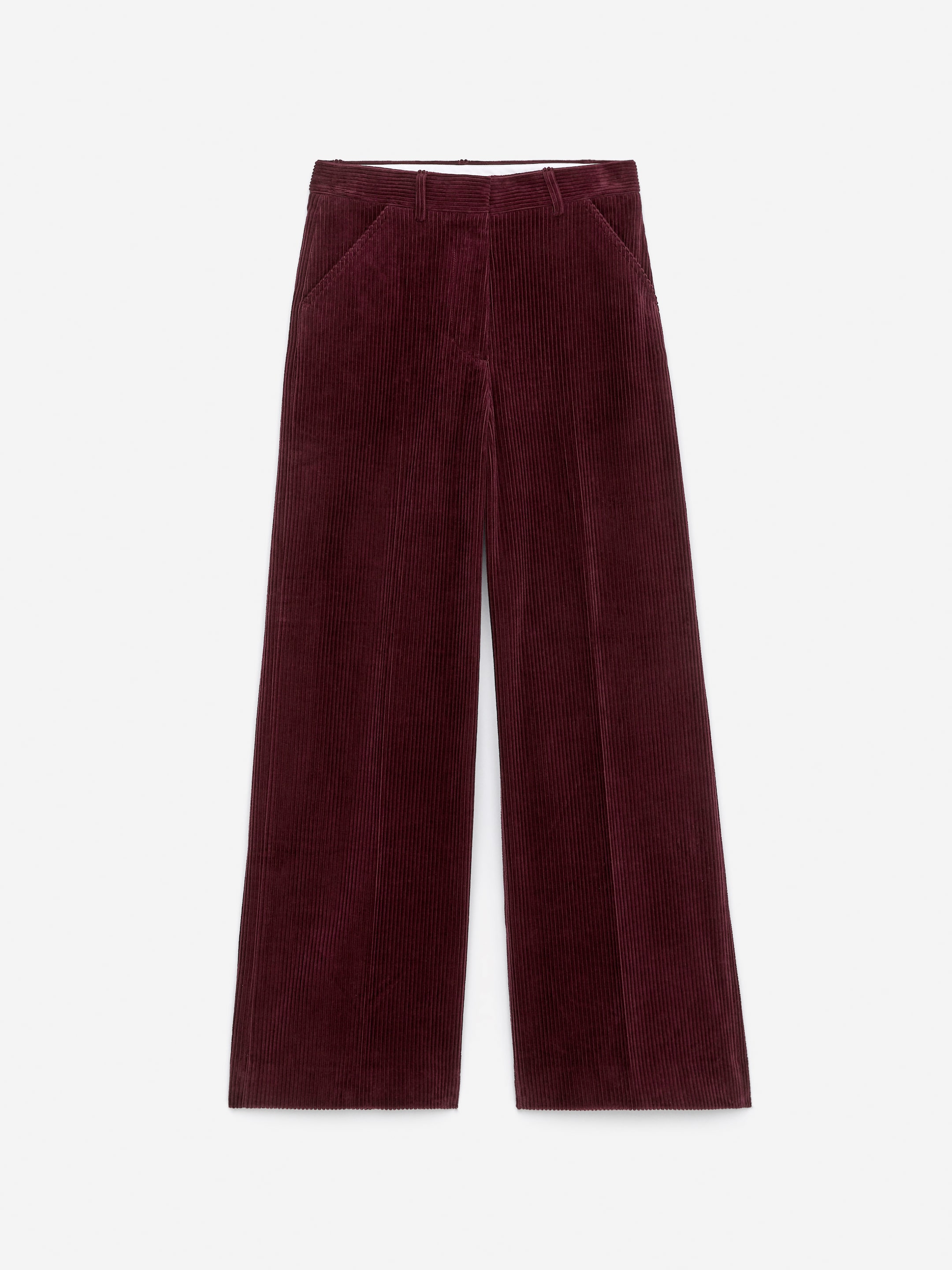 Wide-Leg Corduroy Trousers-Red-15990