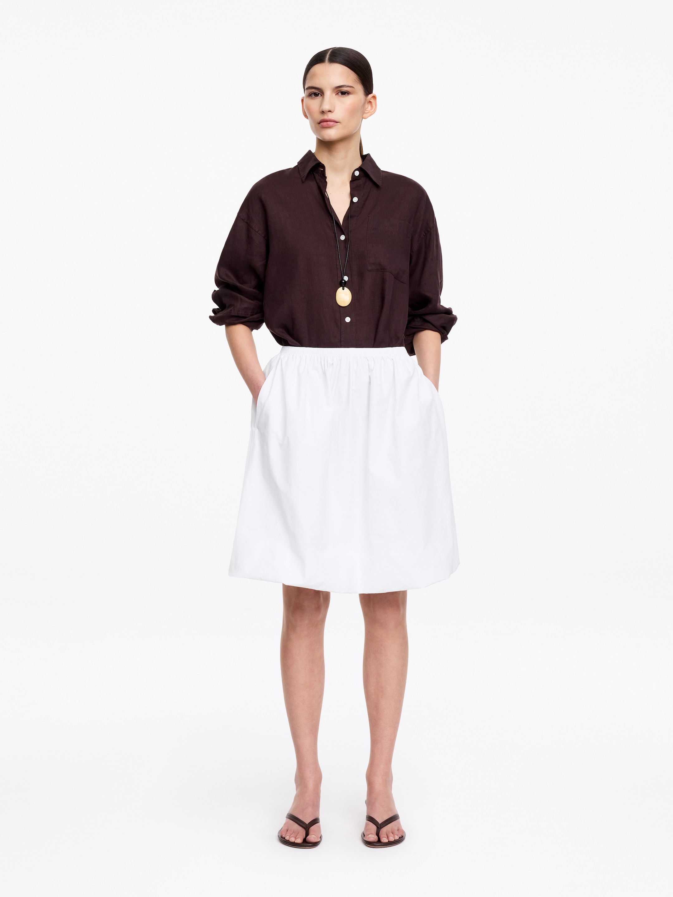 Taffeta Puff Skirt-#FFFFFF-18249