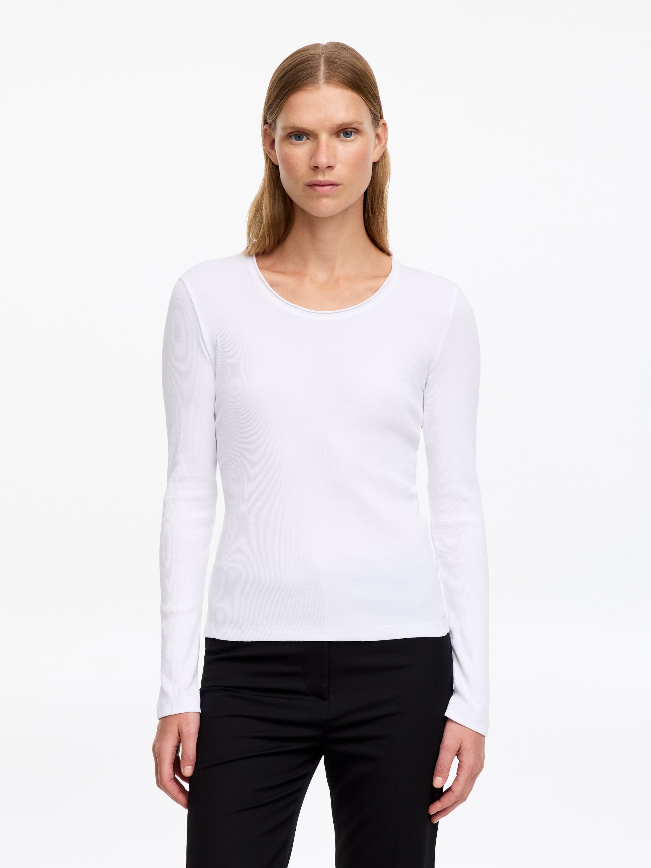 Rib Cotton Top-White-20171