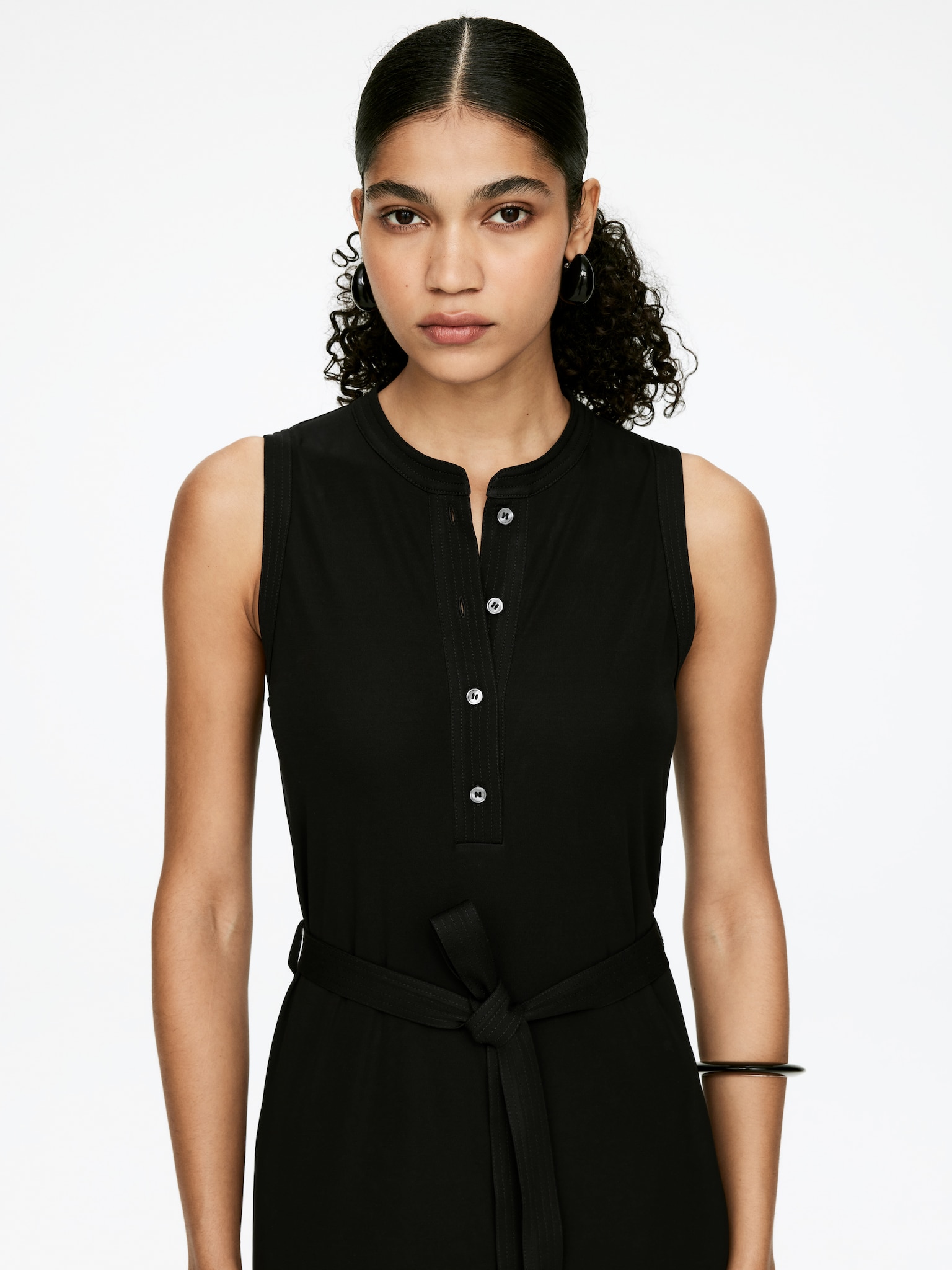Robe en viscose extensible - Noir - 4