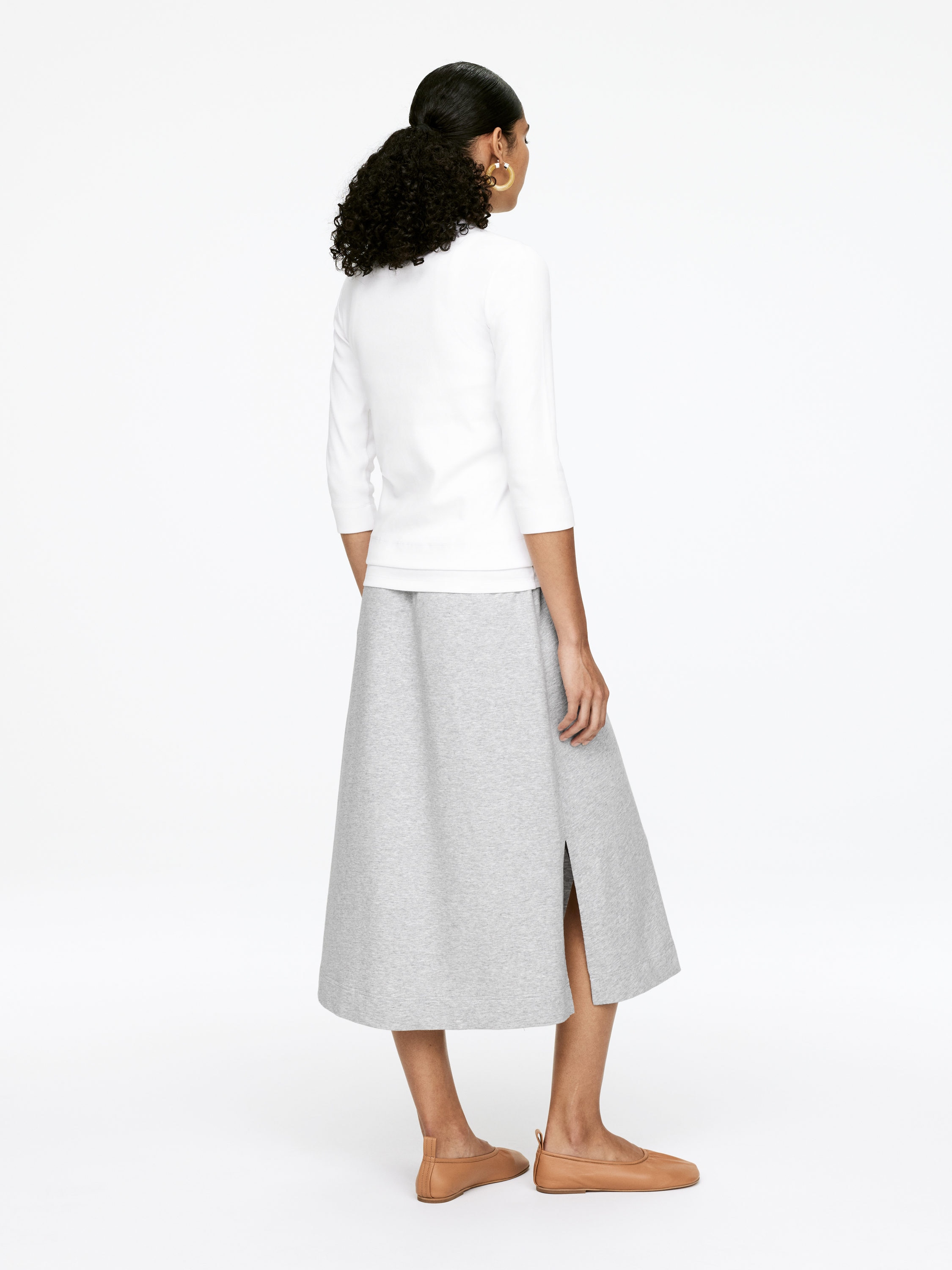 Drawstring Terry Skirt - Grey Melange - Regular fit - Women - StillMedia/Lookbook - 5