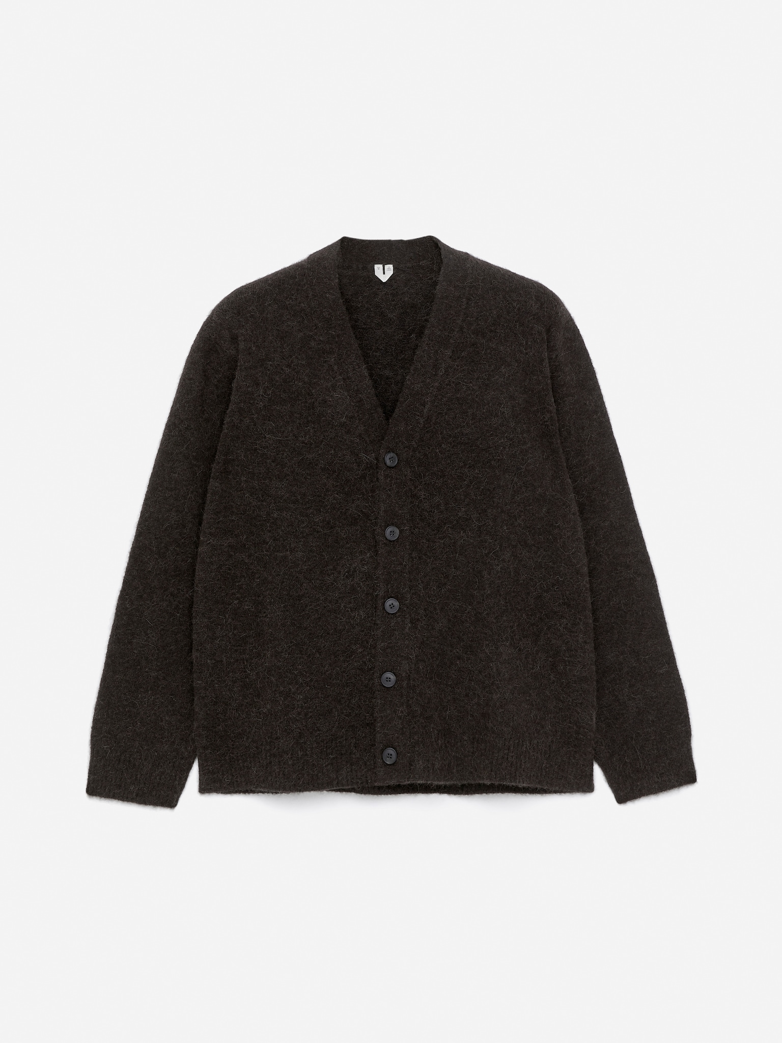 Wool-Alpaca Blend Cardigan - Brown/Dark Beige/Dark Blue
