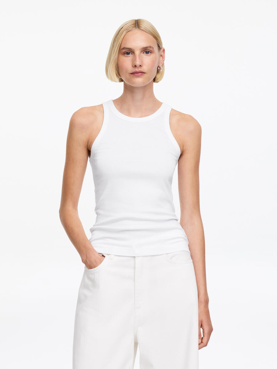 ARKET Women's  Rib Racer Tank Top White,  size XXS
