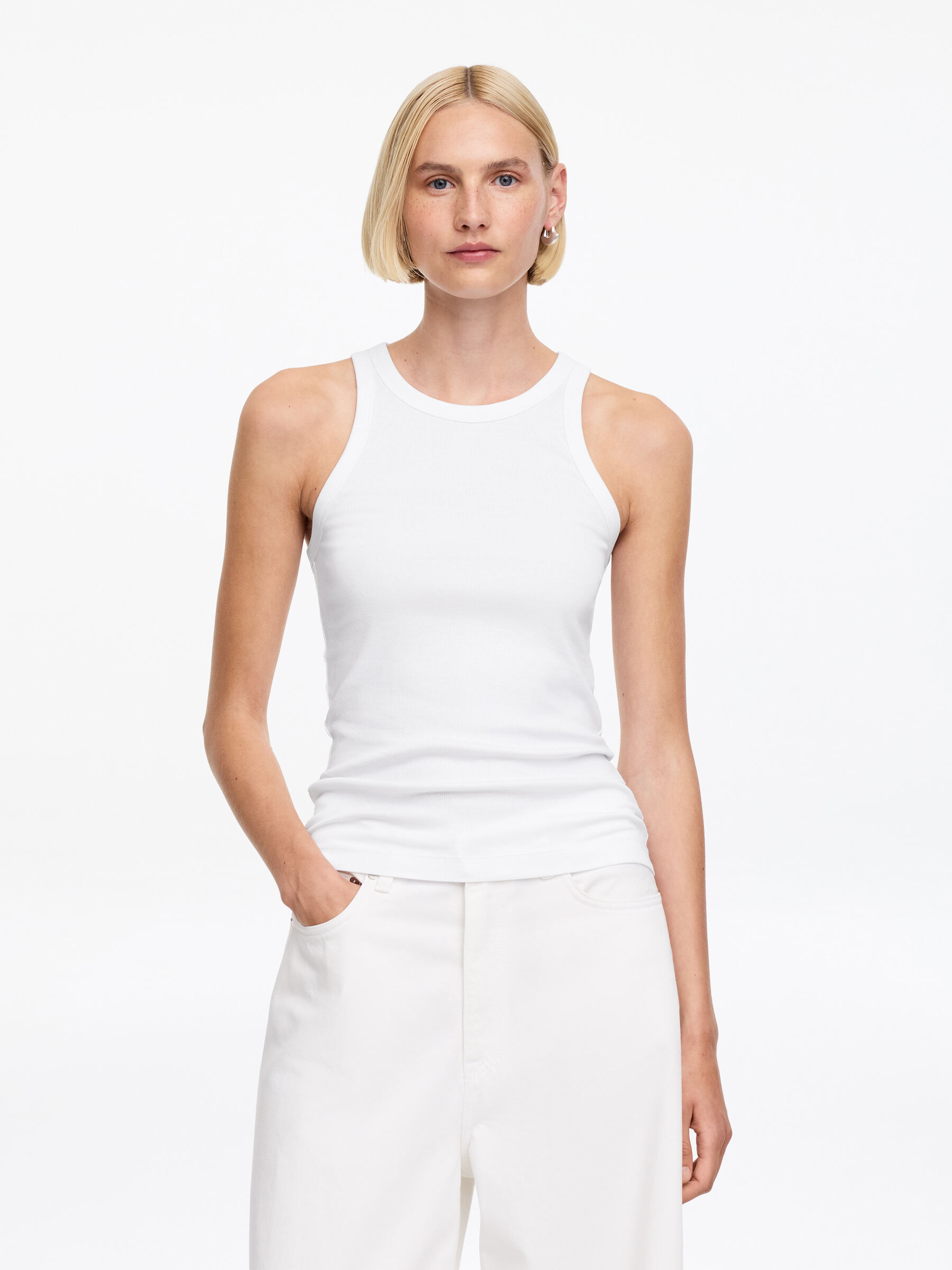 Rib Racer Tank Top-#FFFFFF-53