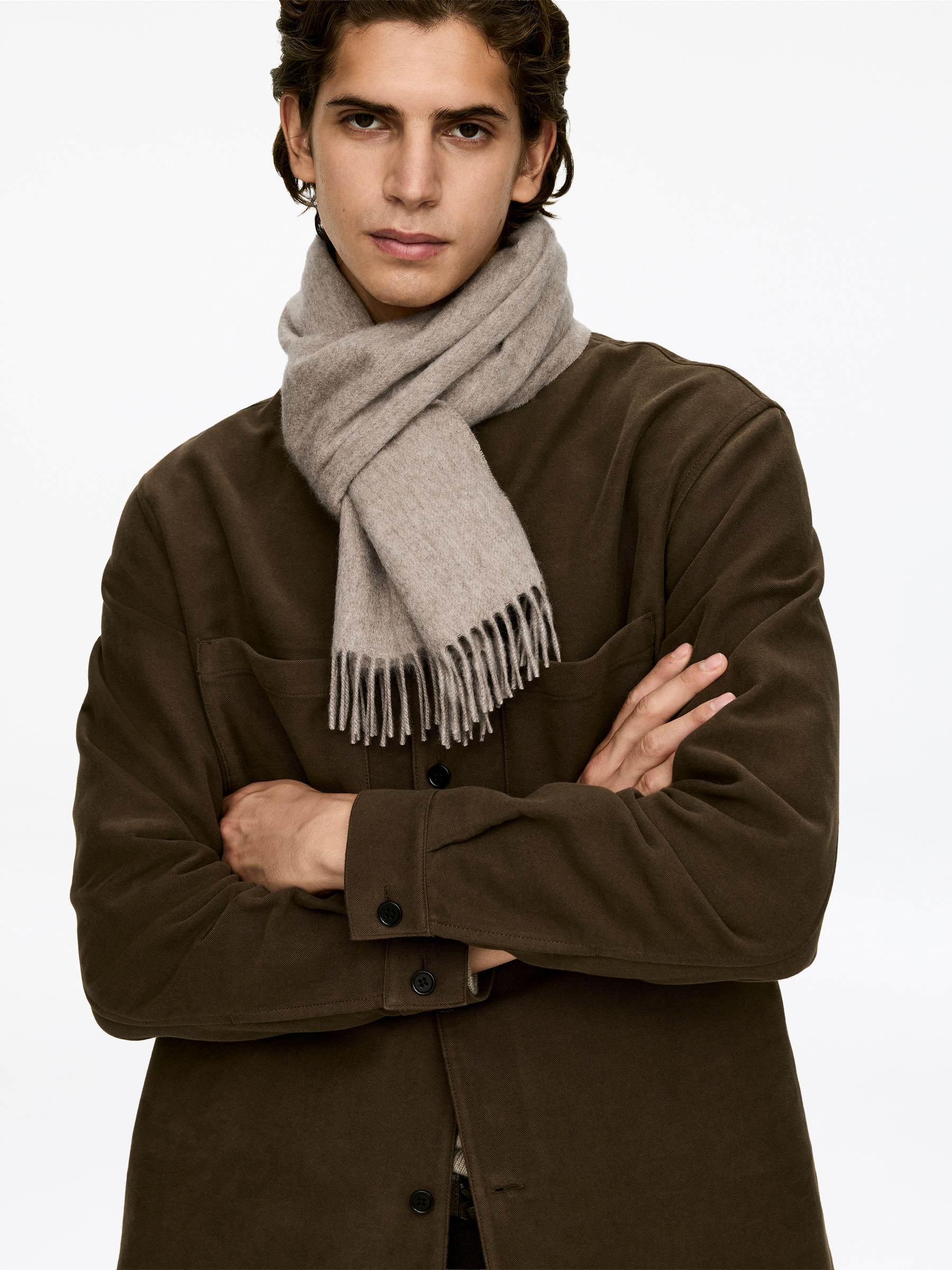 Halsduk i kashmir - Mullvadsgrå - Men - StillMedia/Lookbook - 3