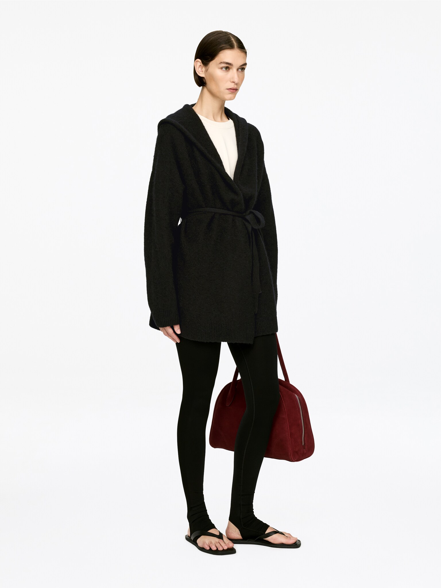 Cardigan en mélange de laine et d'alpaga - Noir/gris - 6