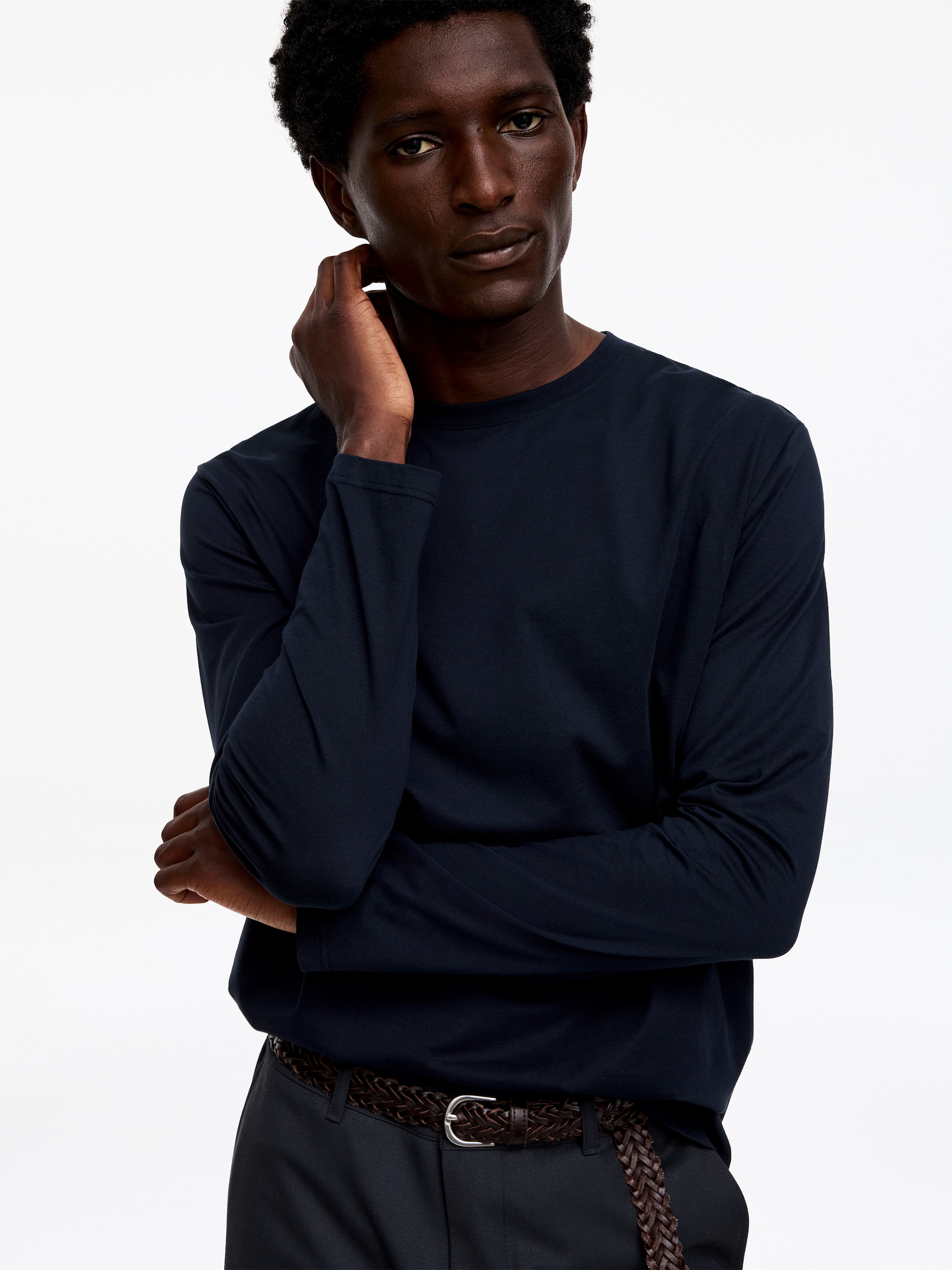 Regular Long-Sleeve T-Shirt - Dark Blue - Regular fit - Men - StillMedia/Lookbook - 3