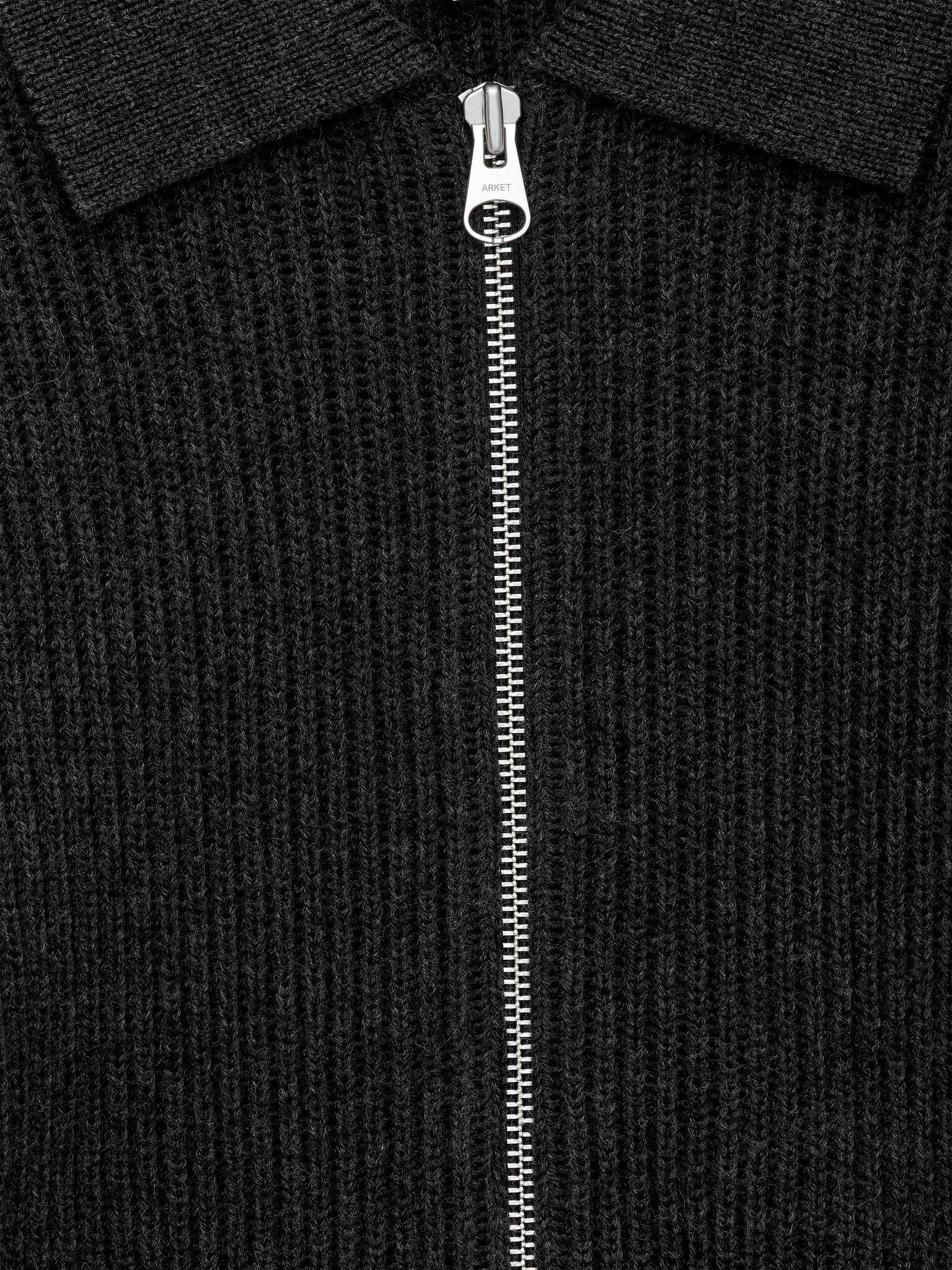 Cardigan zippé en laine et coton - Gris foncé/Bleu foncé - 5