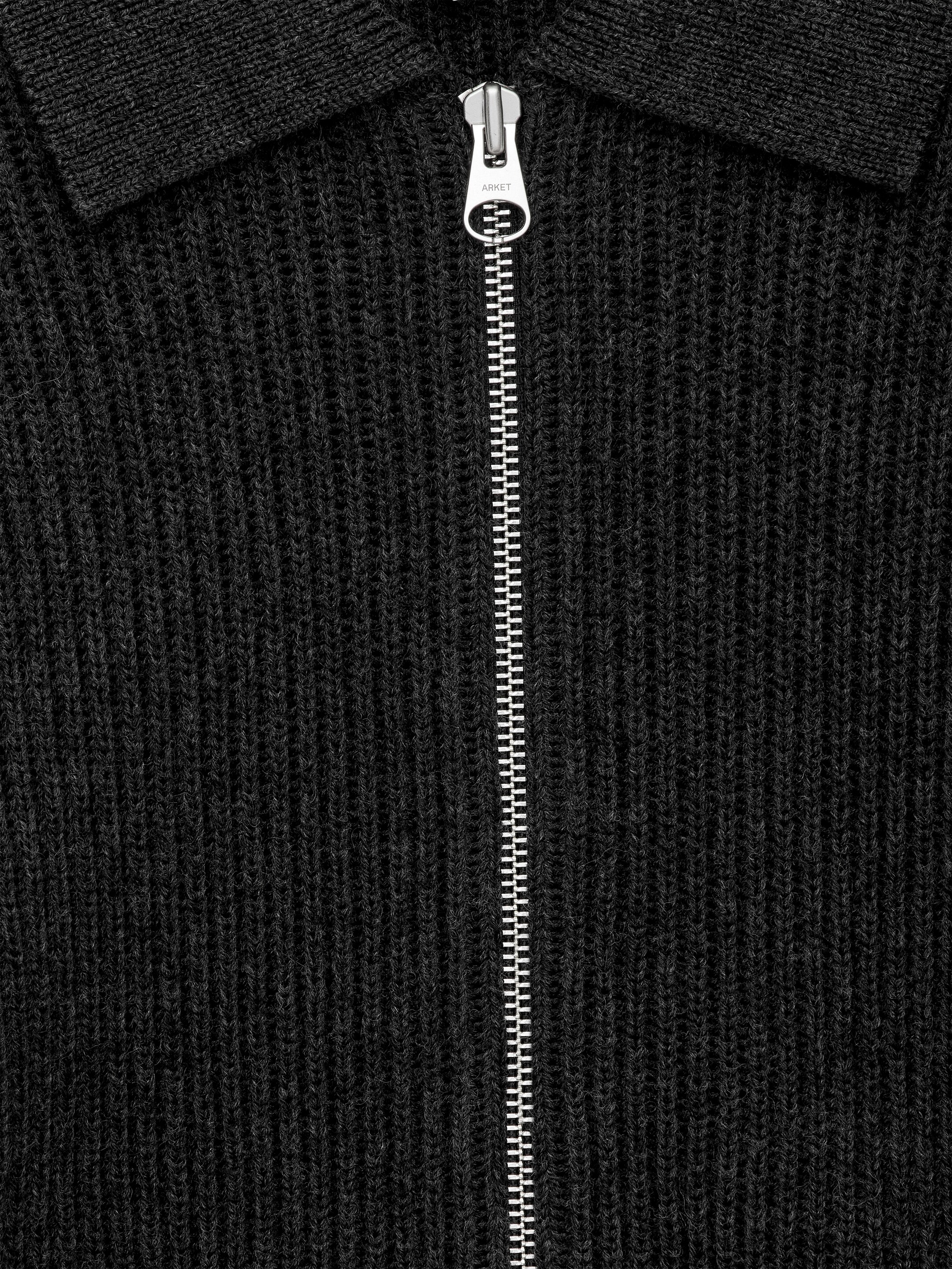 Vis større bilde: Ull-/bomullscardigan med glidelås - Mørkegrå - HERRE | H&M NO 6