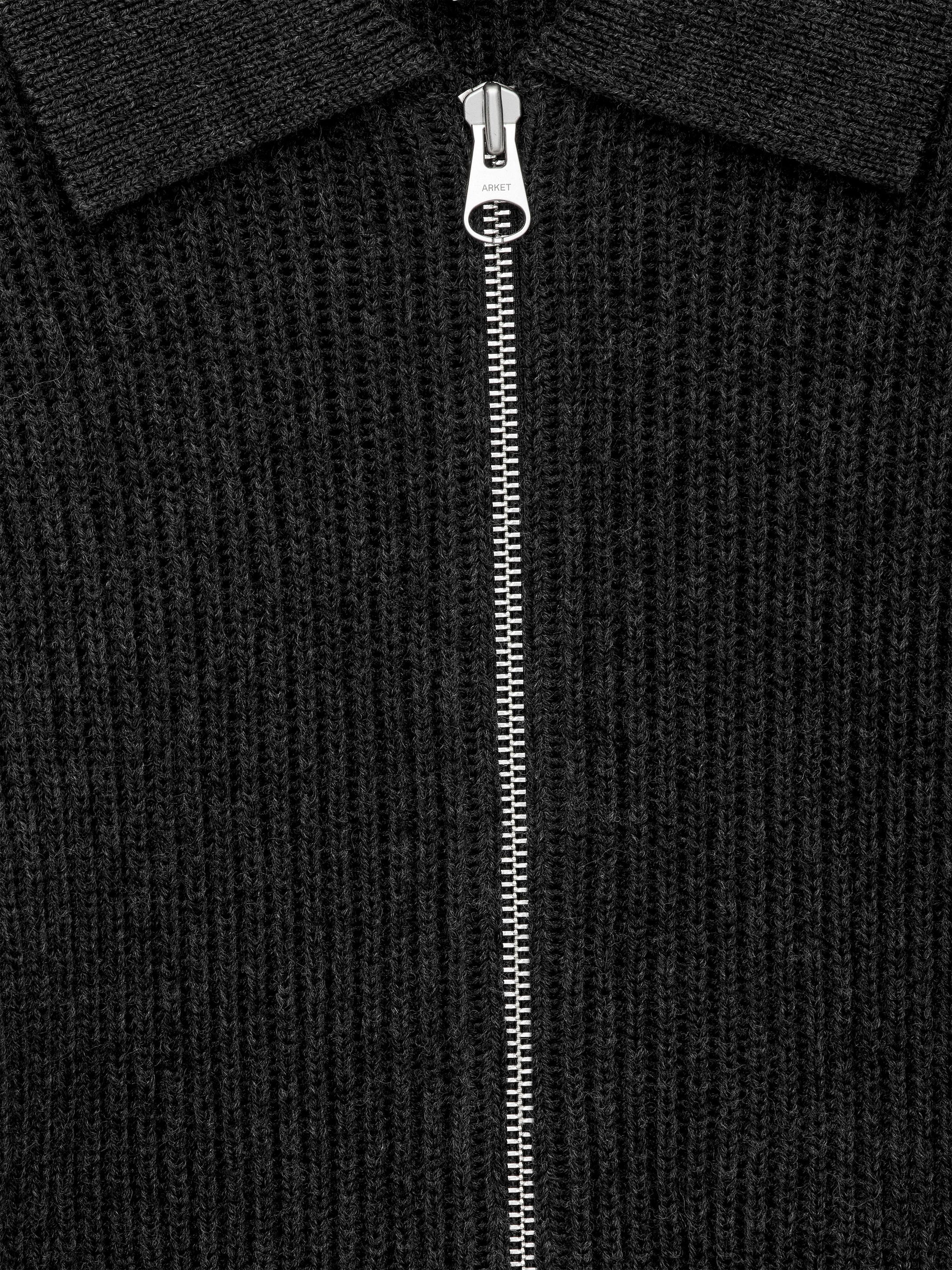 Wool Cotton Zip Cardigan - Dark Grey - Loose fit - Men - StillMedia/DescriptiveDetail - 1
