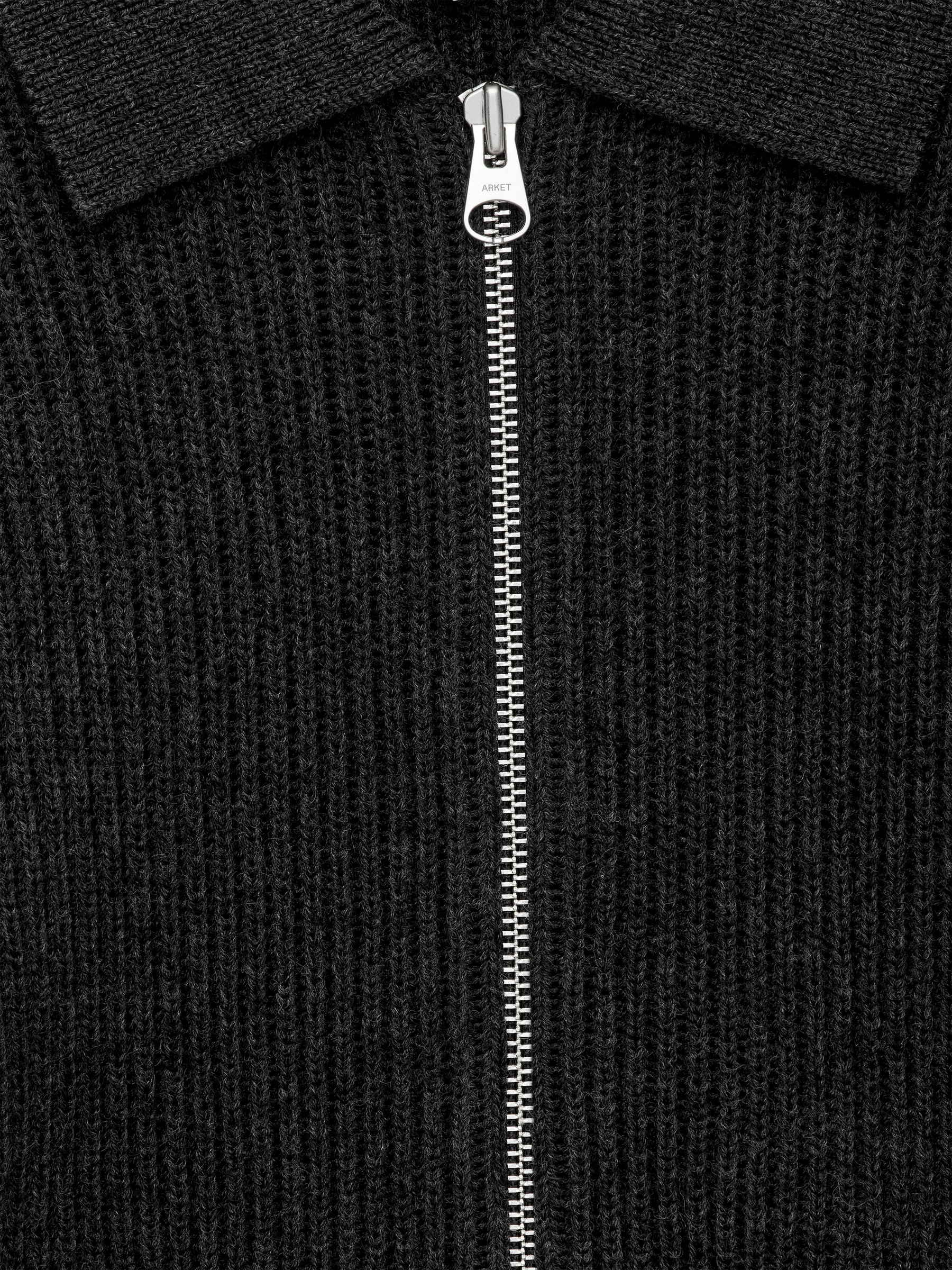 Wool Cotton Zip Cardigan - Dark Grey - Loose fit - Men - StillMedia/DescriptiveDetail - 1