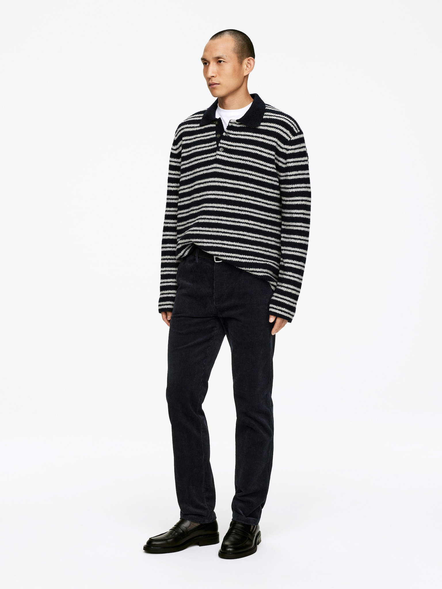 Straigh-Fit Corduroy Chinos - Dark Blue/Dark Beige - 5