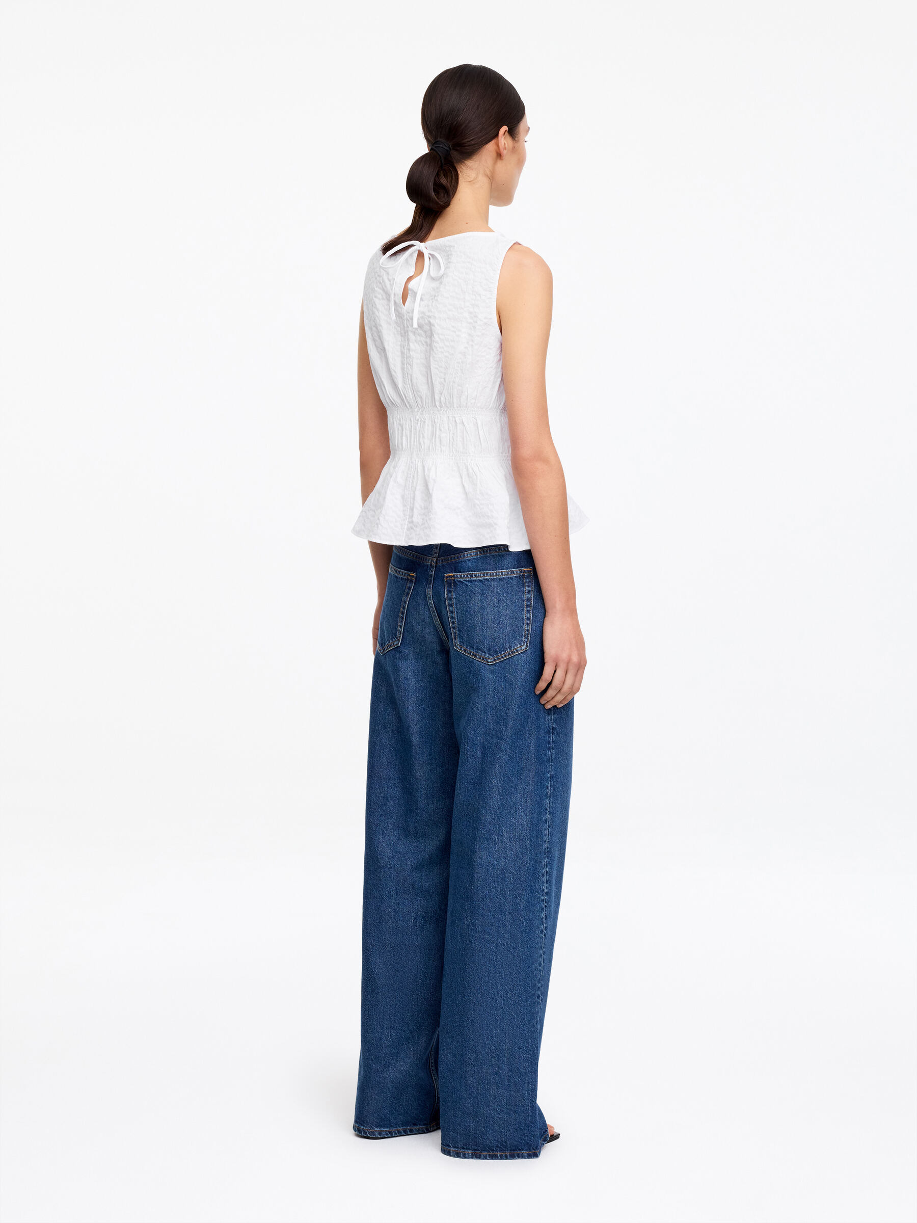 Haut smocké en seersucker - Blanc - Slim fit - Femme - StillMedia/Lookbook - 2