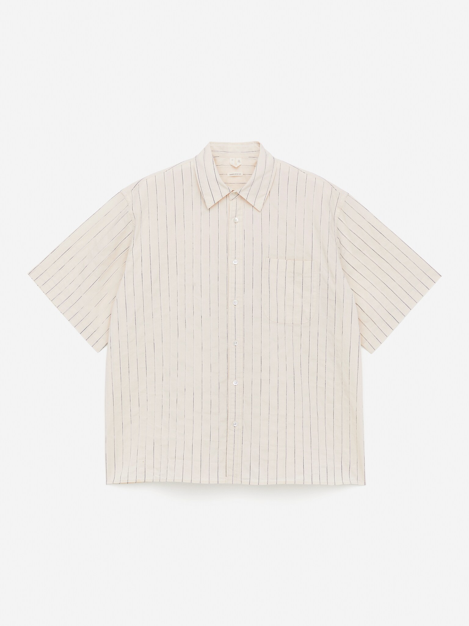 Camisa de algodón oversize - Blanco roto/rayas