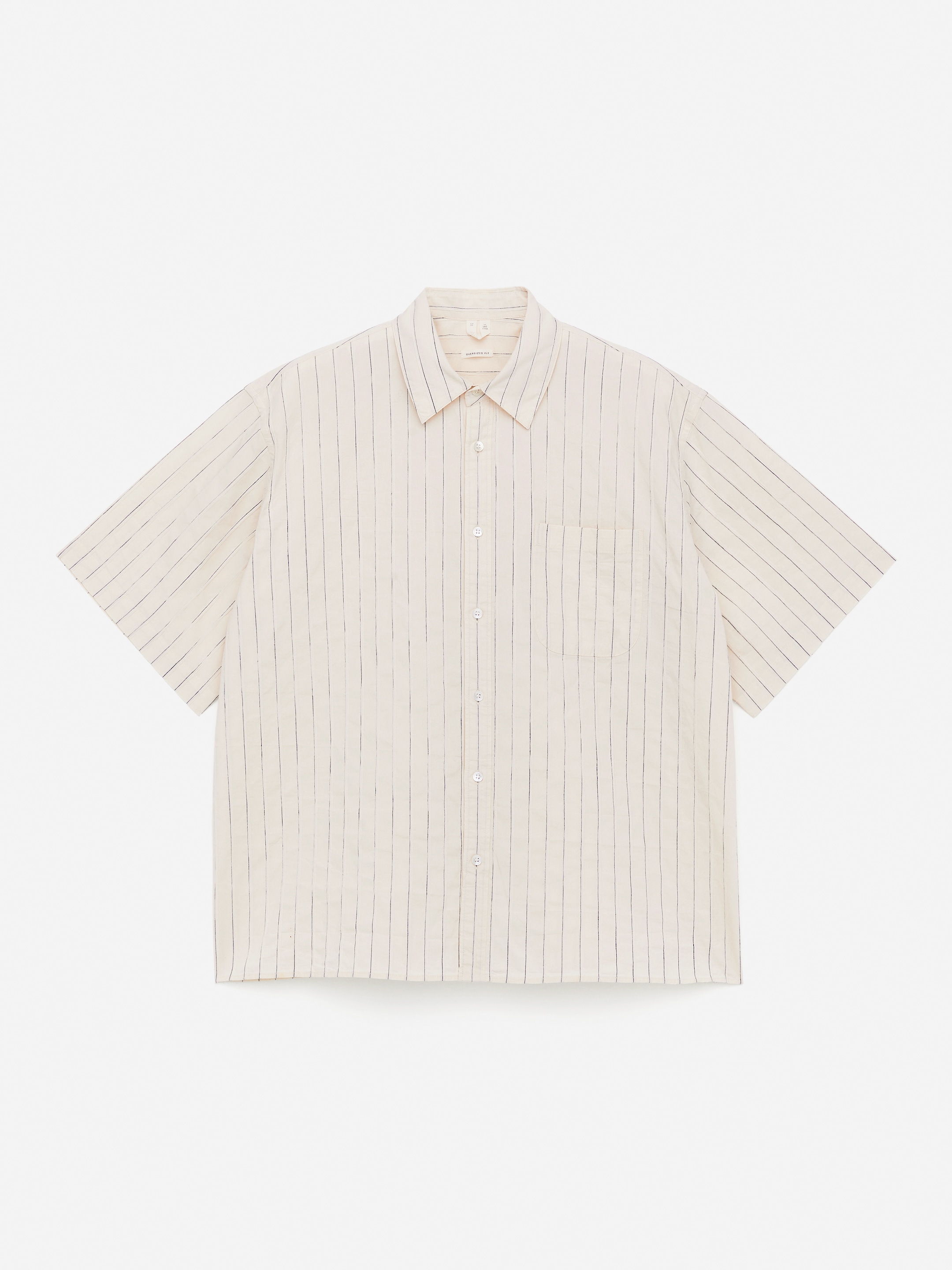 Vis større bilde: Oversized bomullsskjorte - Off white/stripete - HERRE | H&M NO 5