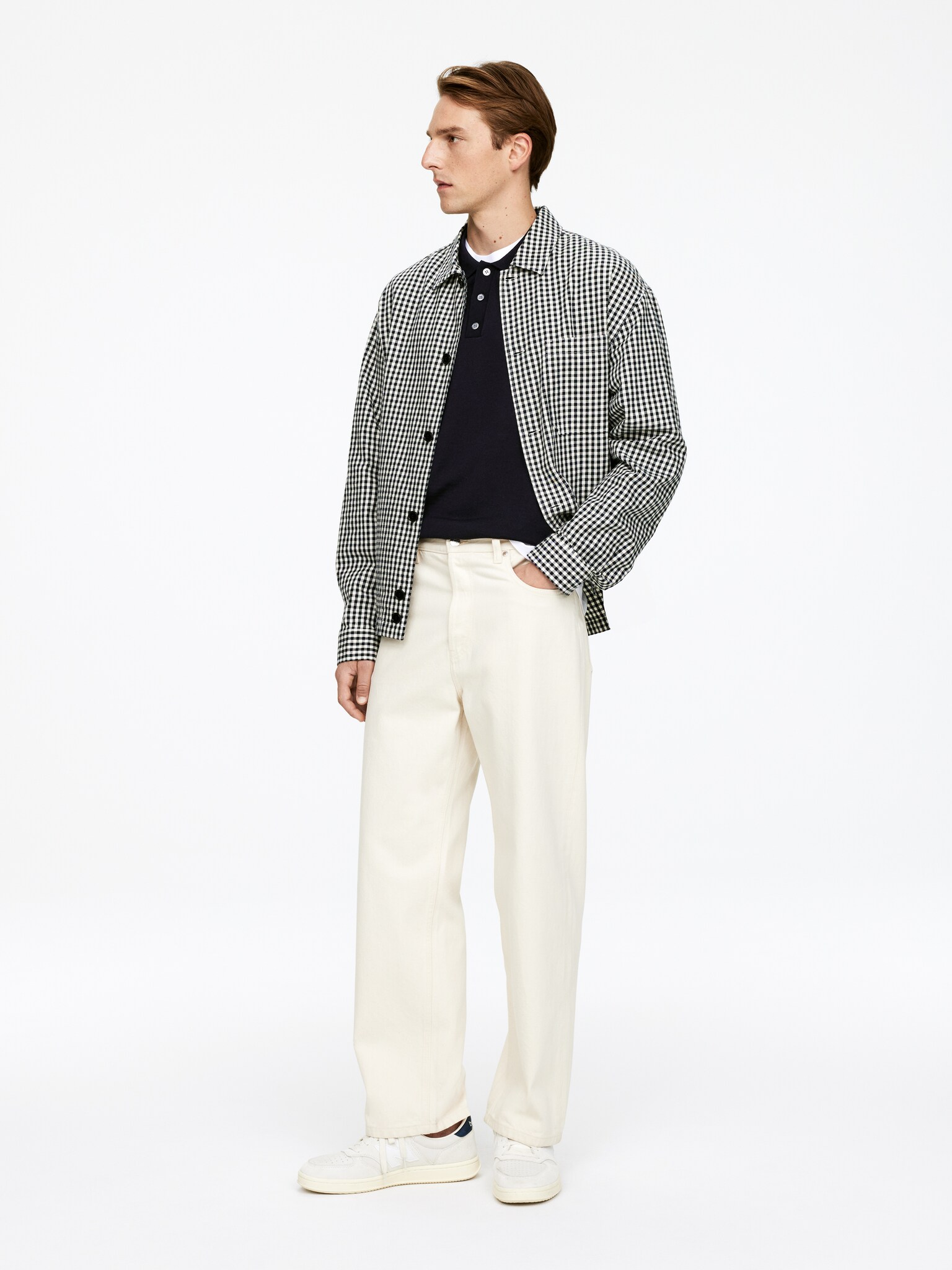 Polo en laine mérinos - Bleu foncé/Marron foncé/Noir/Gris chiné/Vert foncé - 4