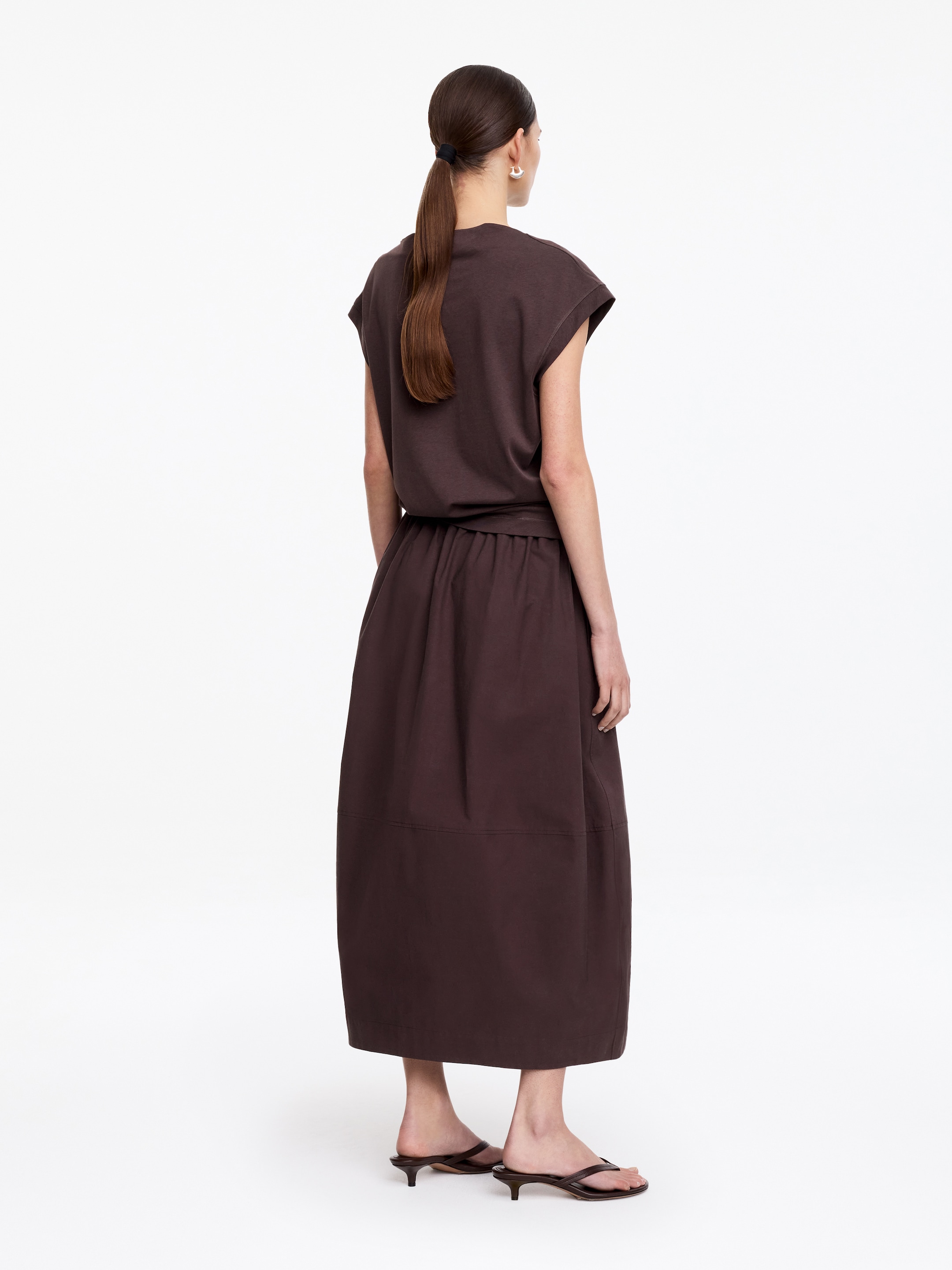 Gonna midi in cotone - Marrone scuro - Regular fit - Women - StillMedia/Lookbook - 2