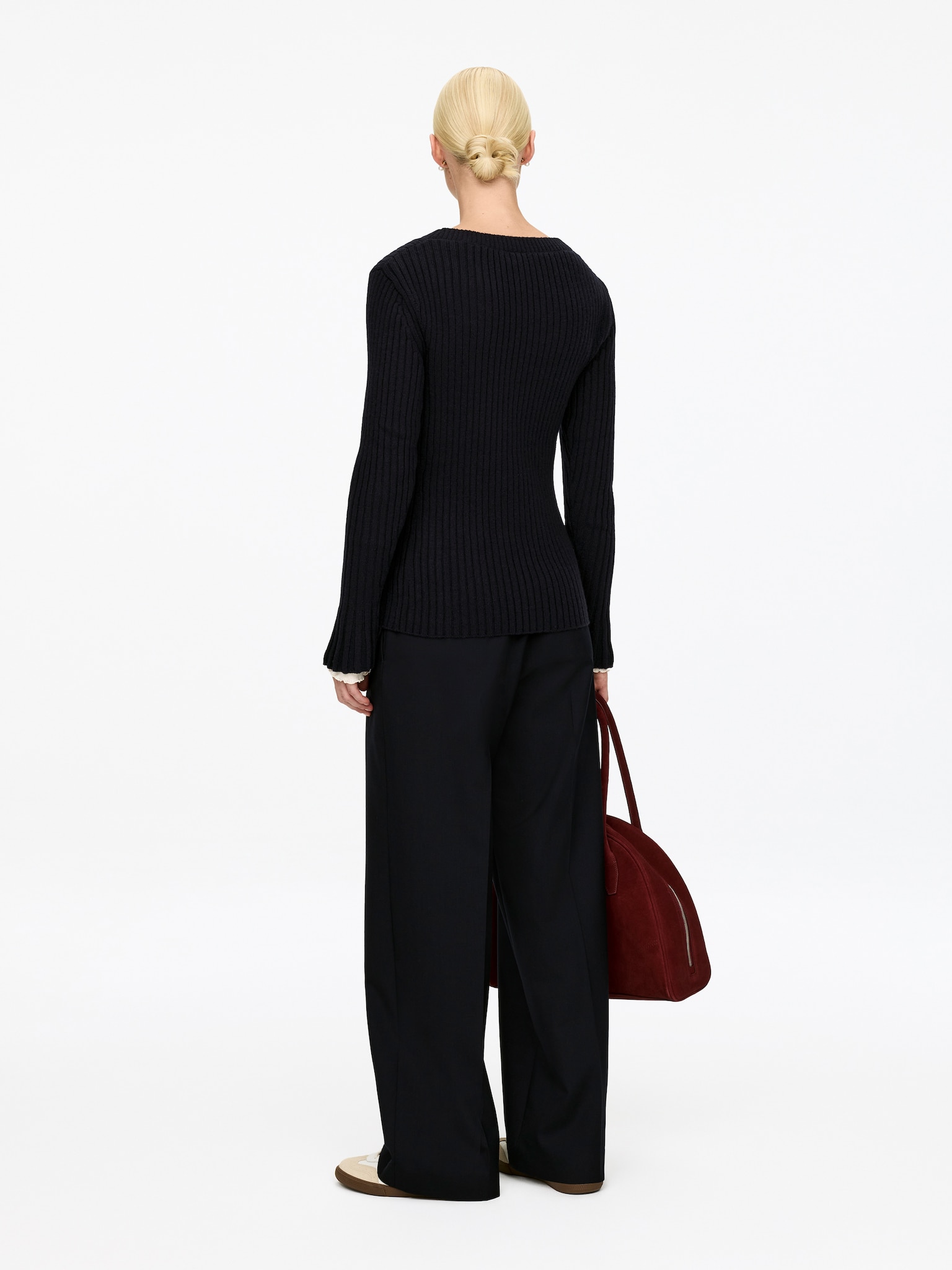 Rib-Knit Cardigan - Dark Blue - 4