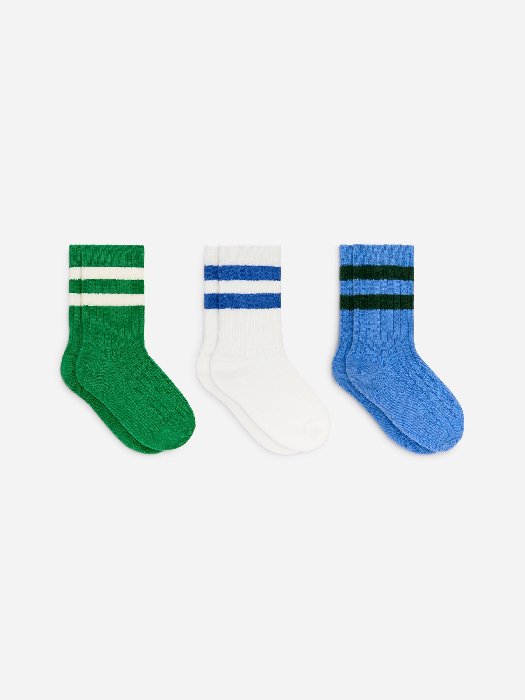 Rib Knit Socks Set of 3-#097641-18151