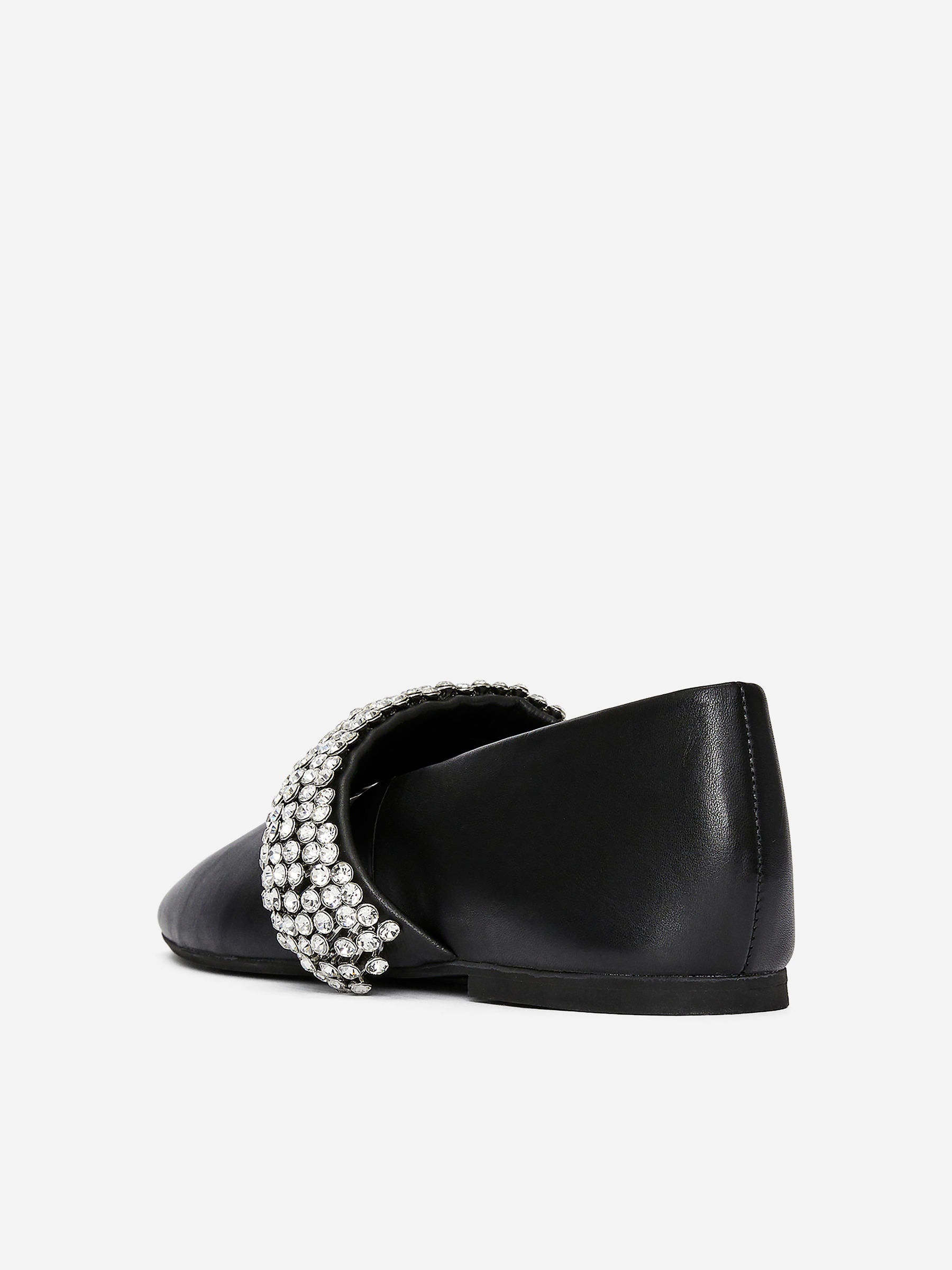 Rhinestone Leather Flats - Black - Women - StillMedia/DescriptiveStillLife - 2