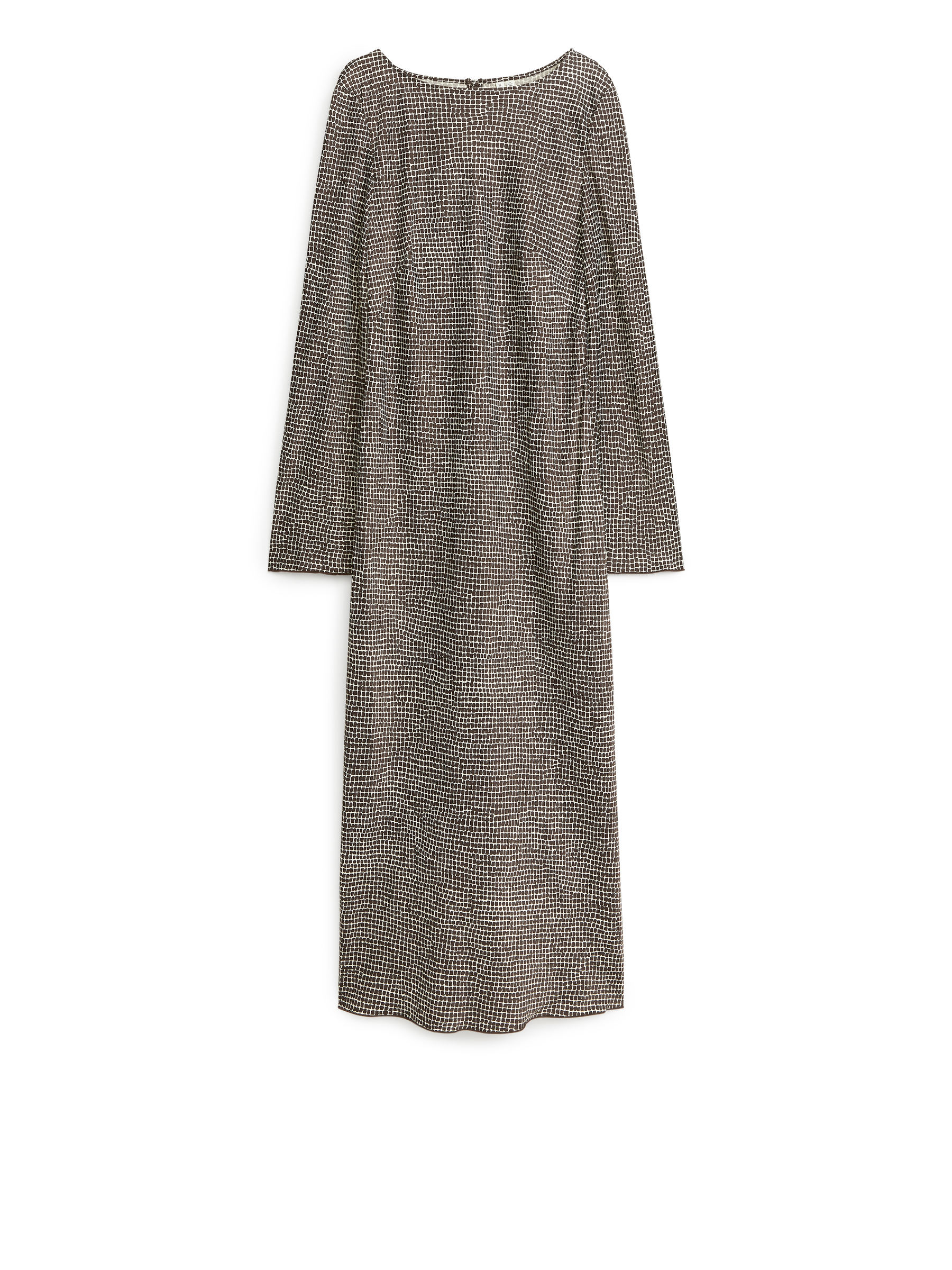 Schräg geschnittenes Midikleid - Braun/Weiß - Regular Fit - Damen - StillMedia/DescriptiveStillLife - 1