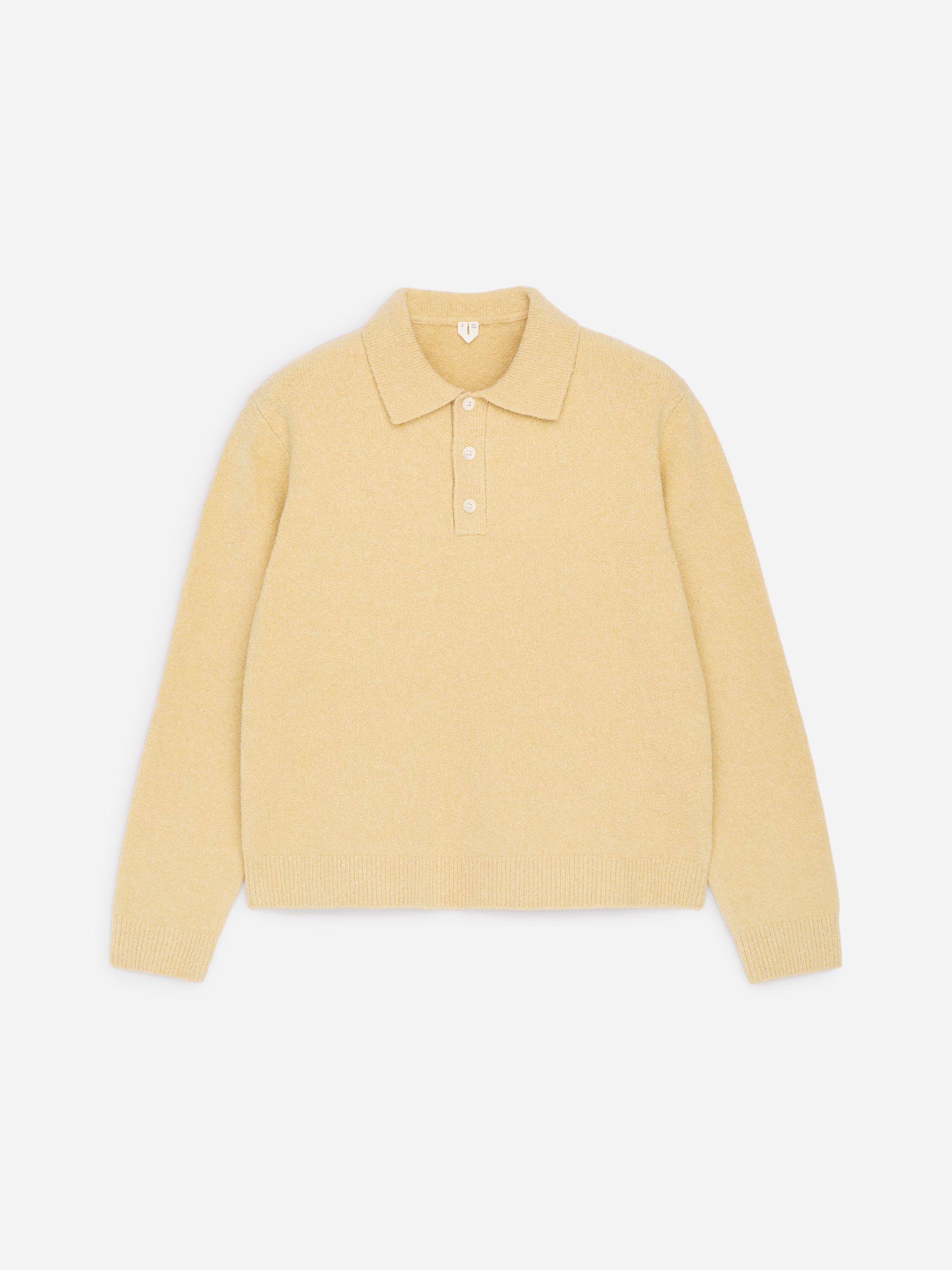 Camisola polo de malha em mistura de algodão - Amarelo/Cinzento