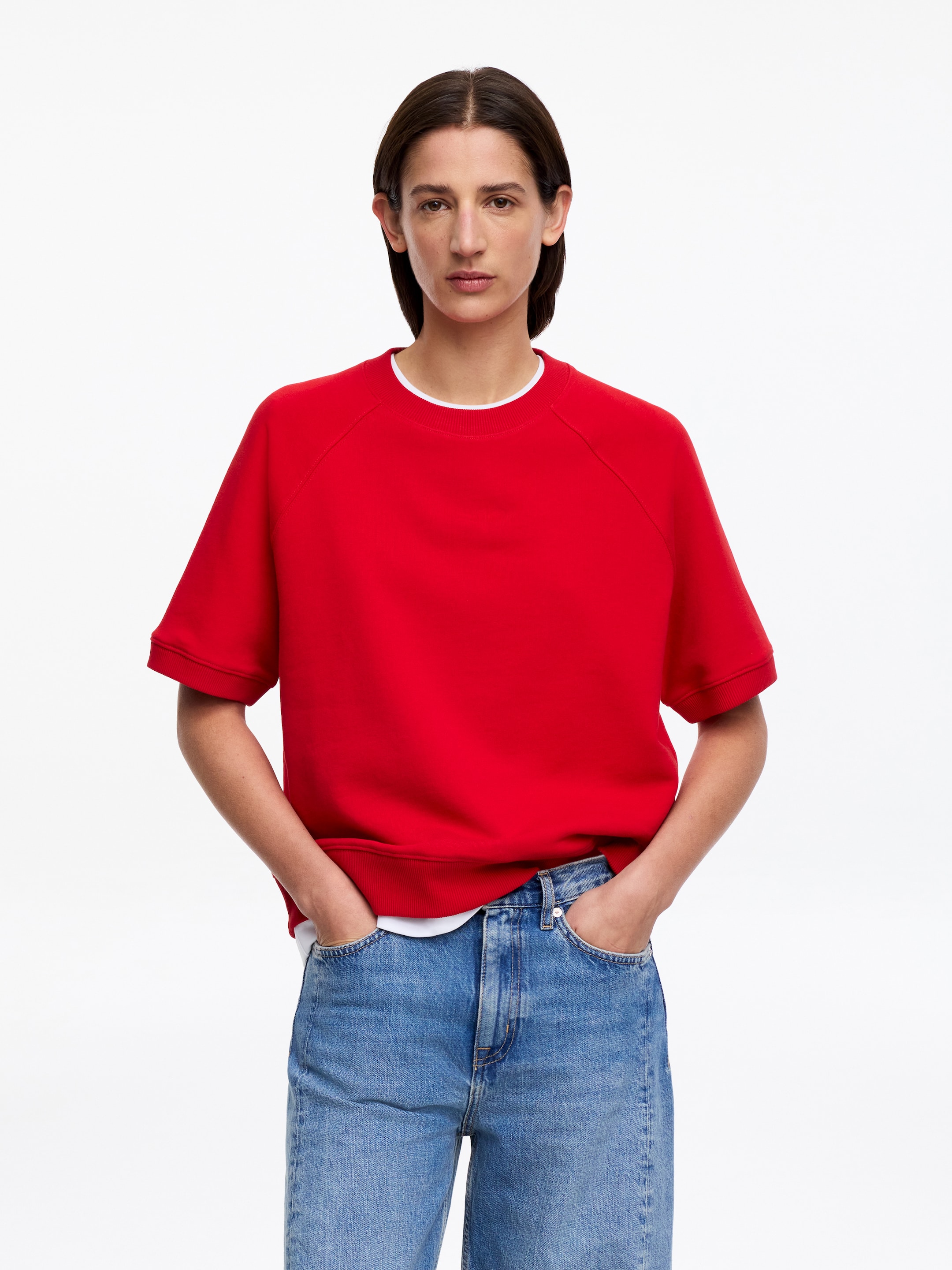 French Terry Sweatshirt - Red - Regular fit - Women - StillMedia/Lookbook - 4