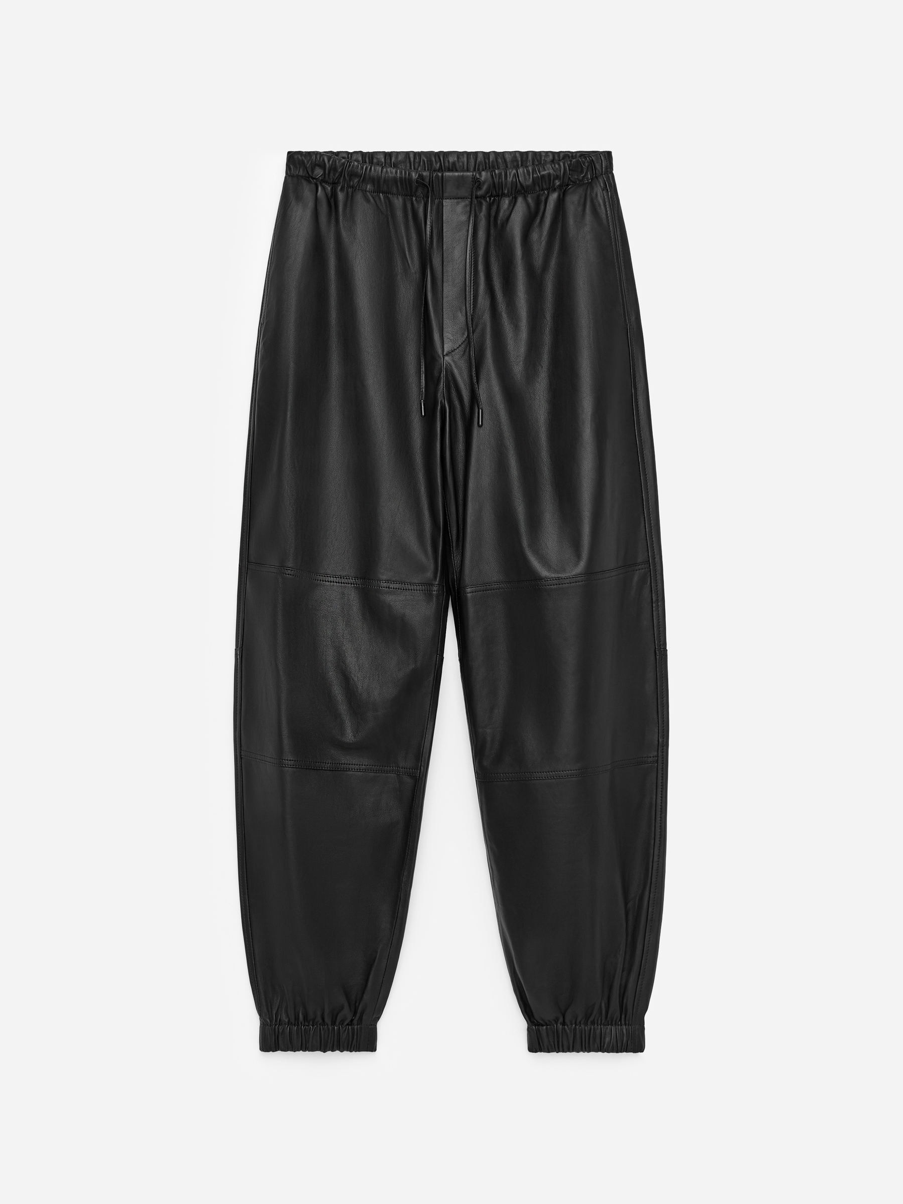 Barrel-Leg Leather Trousers-#272627-17153