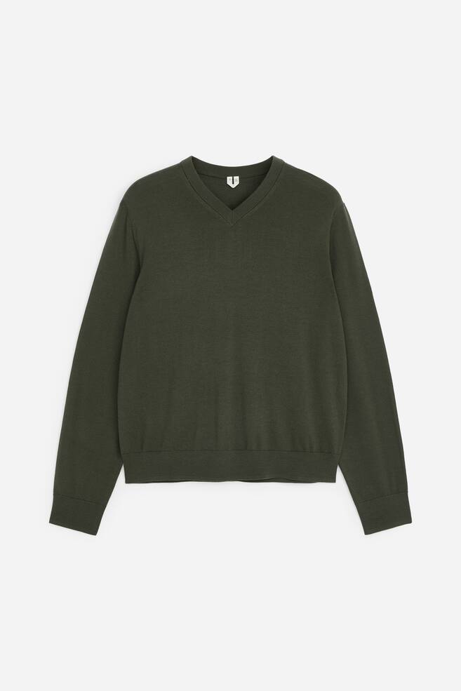 Merino V-Neck Jumper - Verde scuro - 1