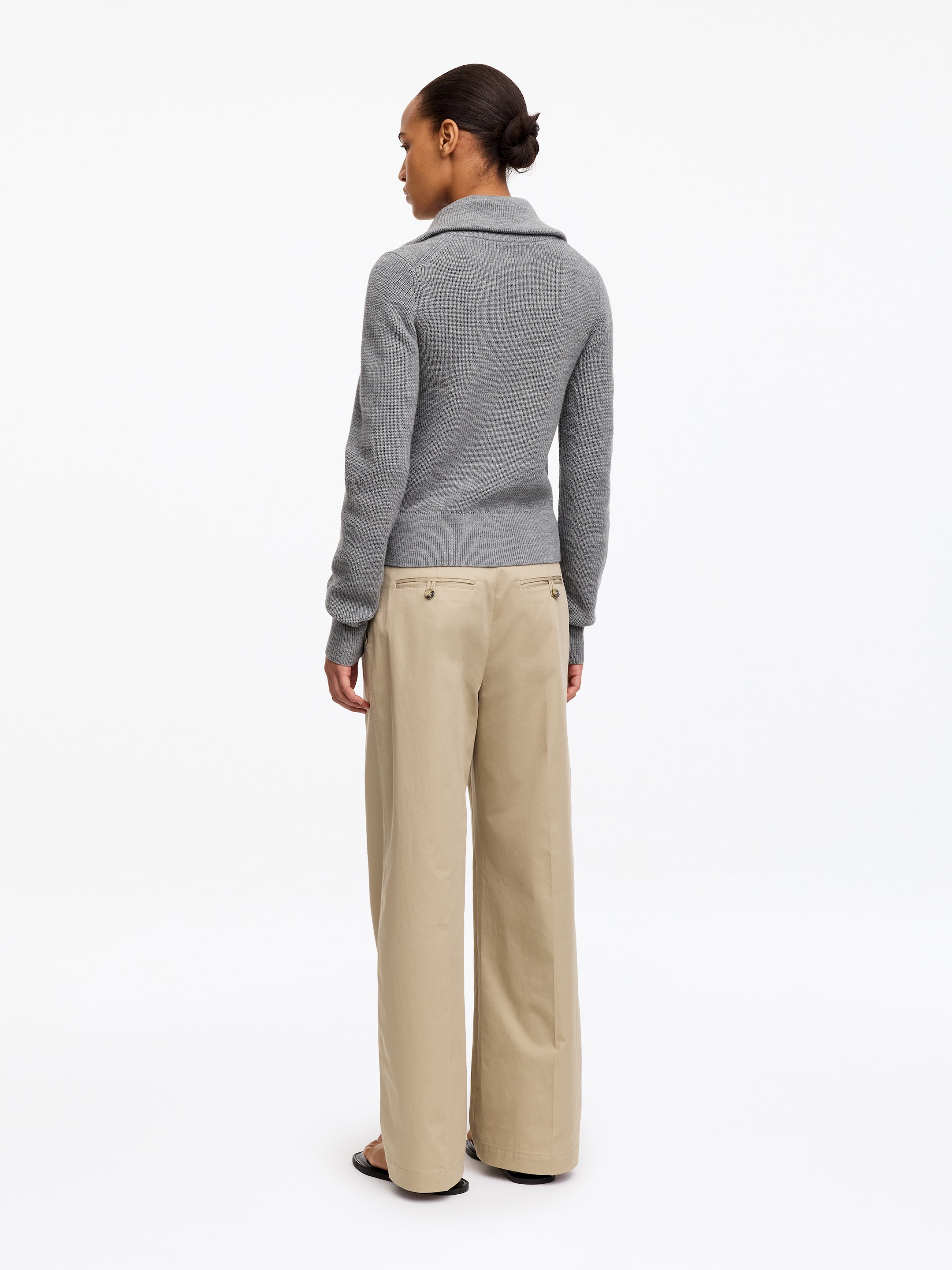 Kardigan z wełny i bawełny z zamkiem błyskawicznym - Szary - Fason normalny - Women - StillMedia/Lookbook - 10