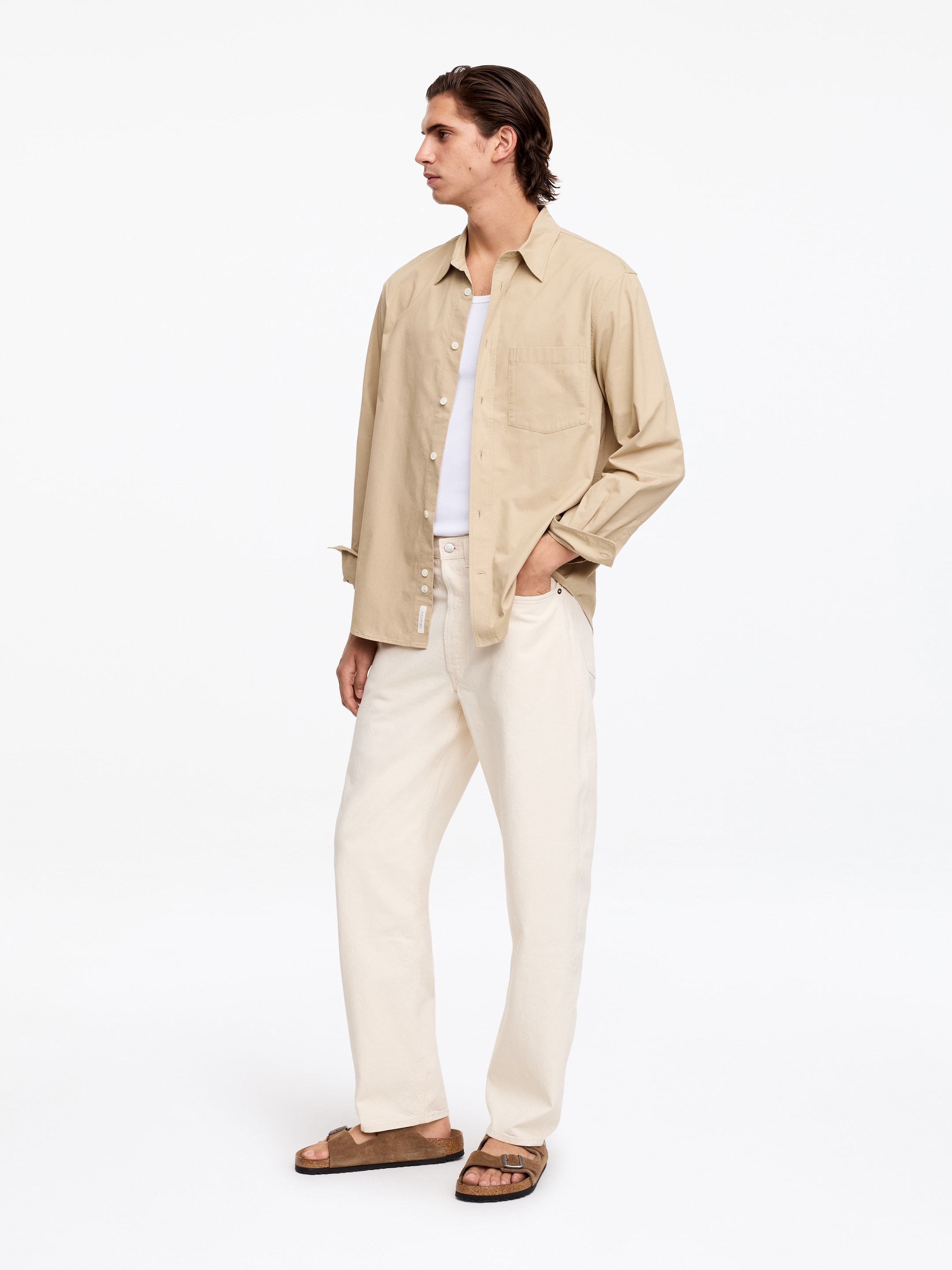 Relaxed Cotton Twill Shirt - Beige - Relaxed fit - Men - StillMedia/Lookbook - 5