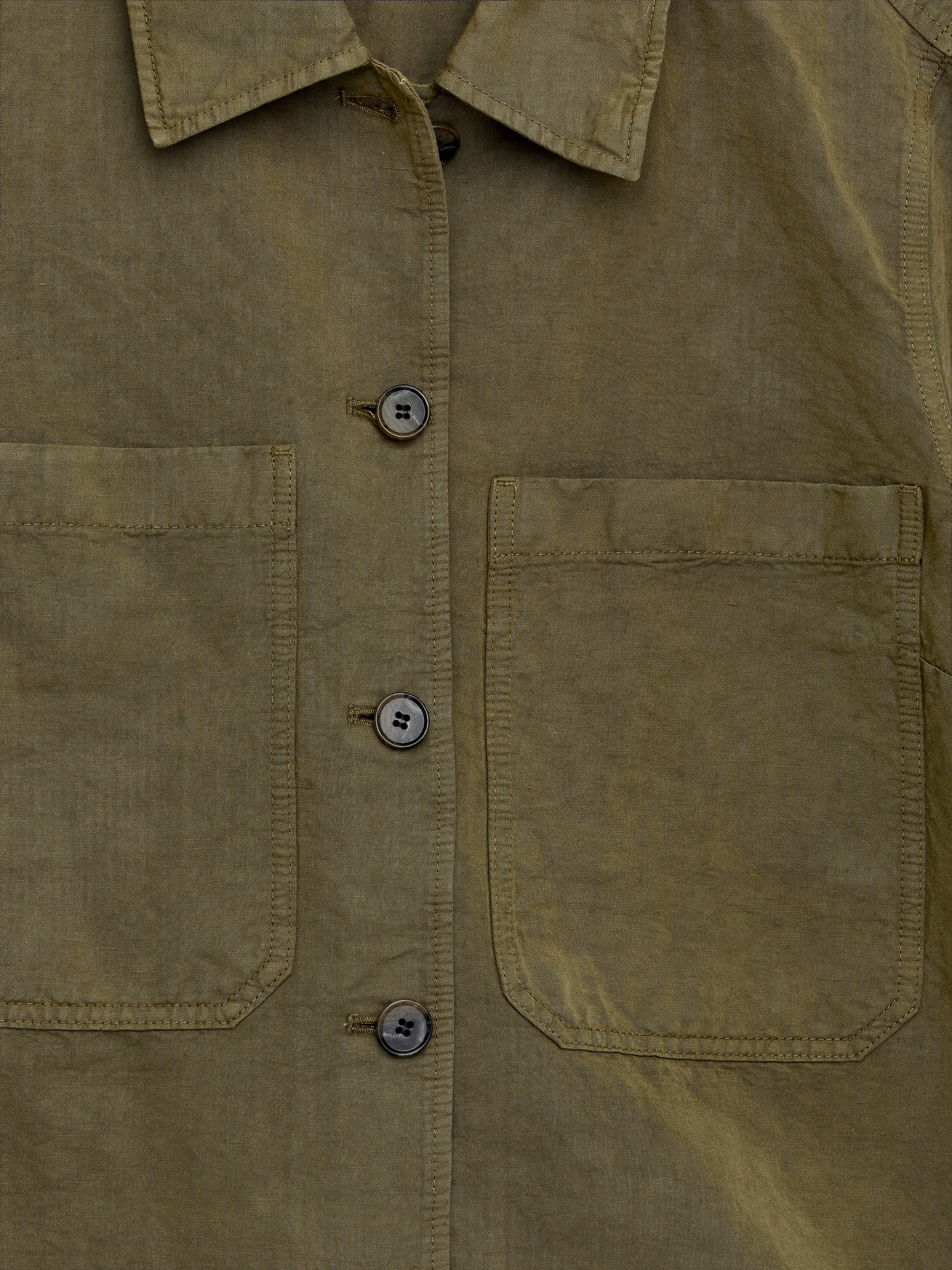 Overshirt i linneblandning - Khakigrön - Regular fit - Women - StillMedia/DescriptiveDetail - 1
