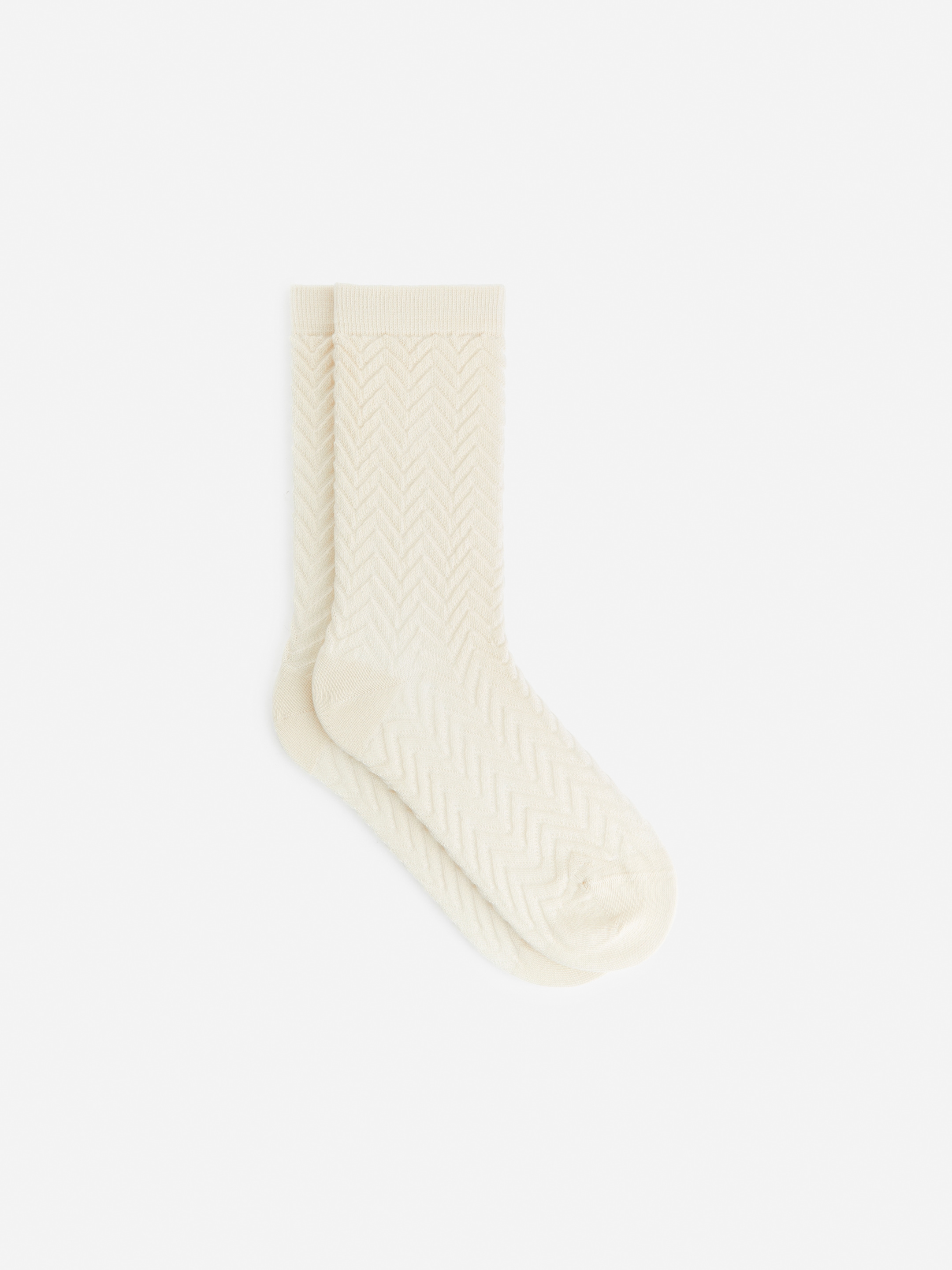 Calcetines con patrón de chevrón de algodón-#DCD6C7-12030
