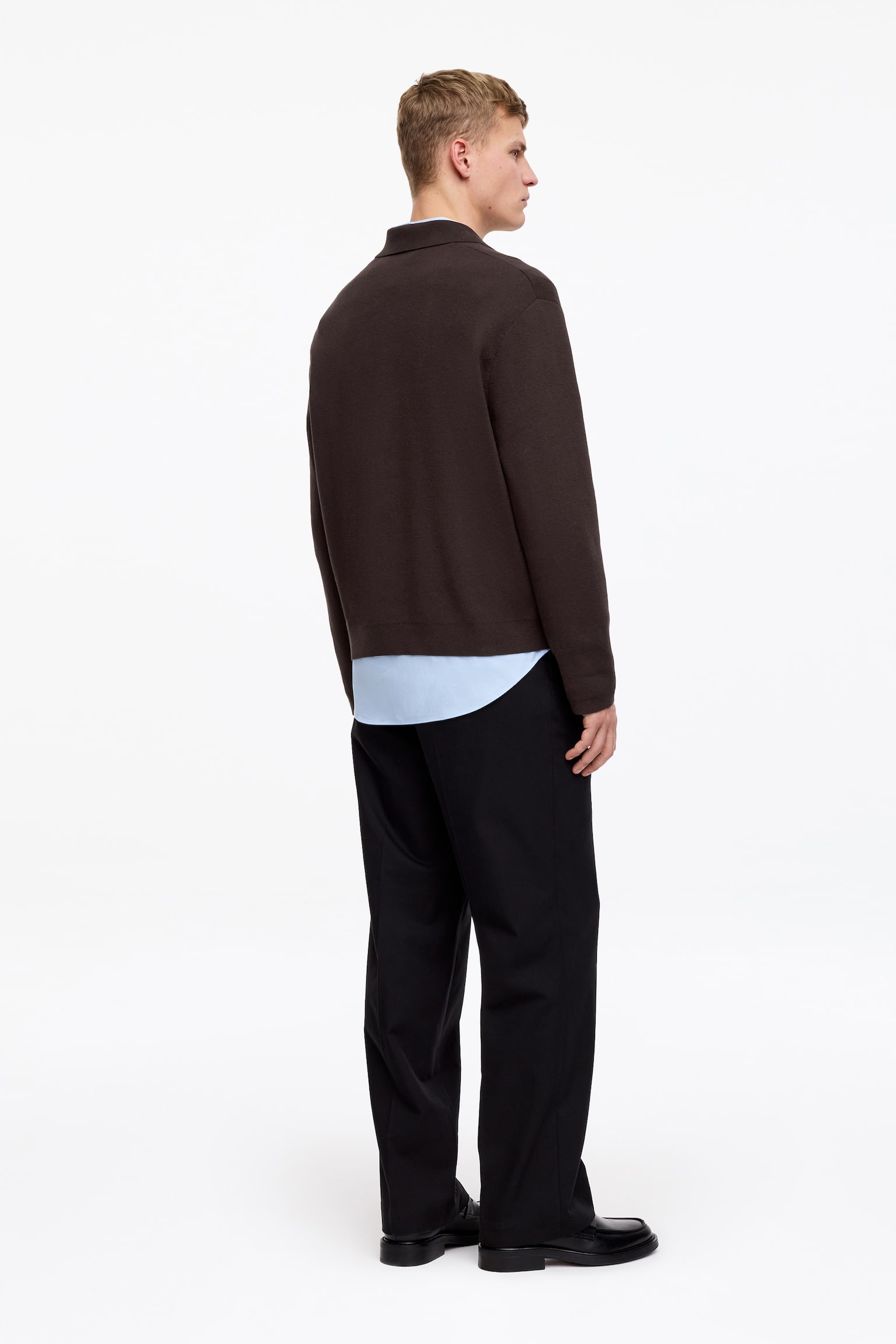 Finstickad polo shirt - Brun/Mörkblå/Khakigrön - 5