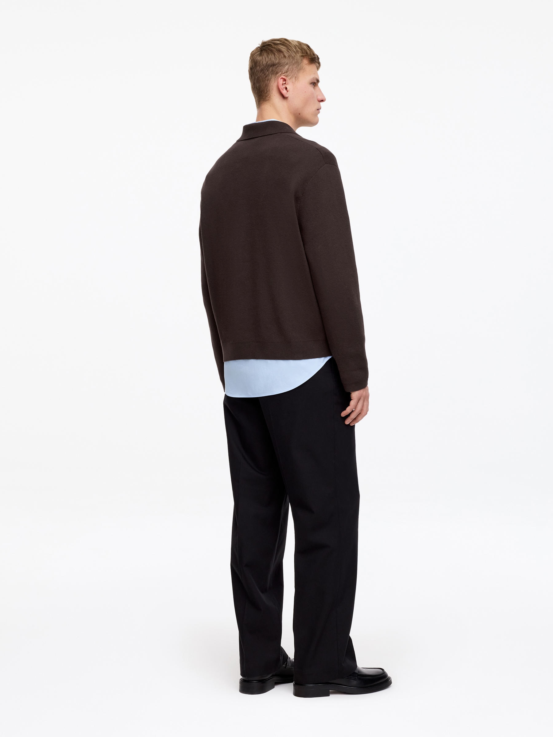 Finstickad polo shirt - Brun - Relaxed fit - Men - StillMedia/Lookbook - 4