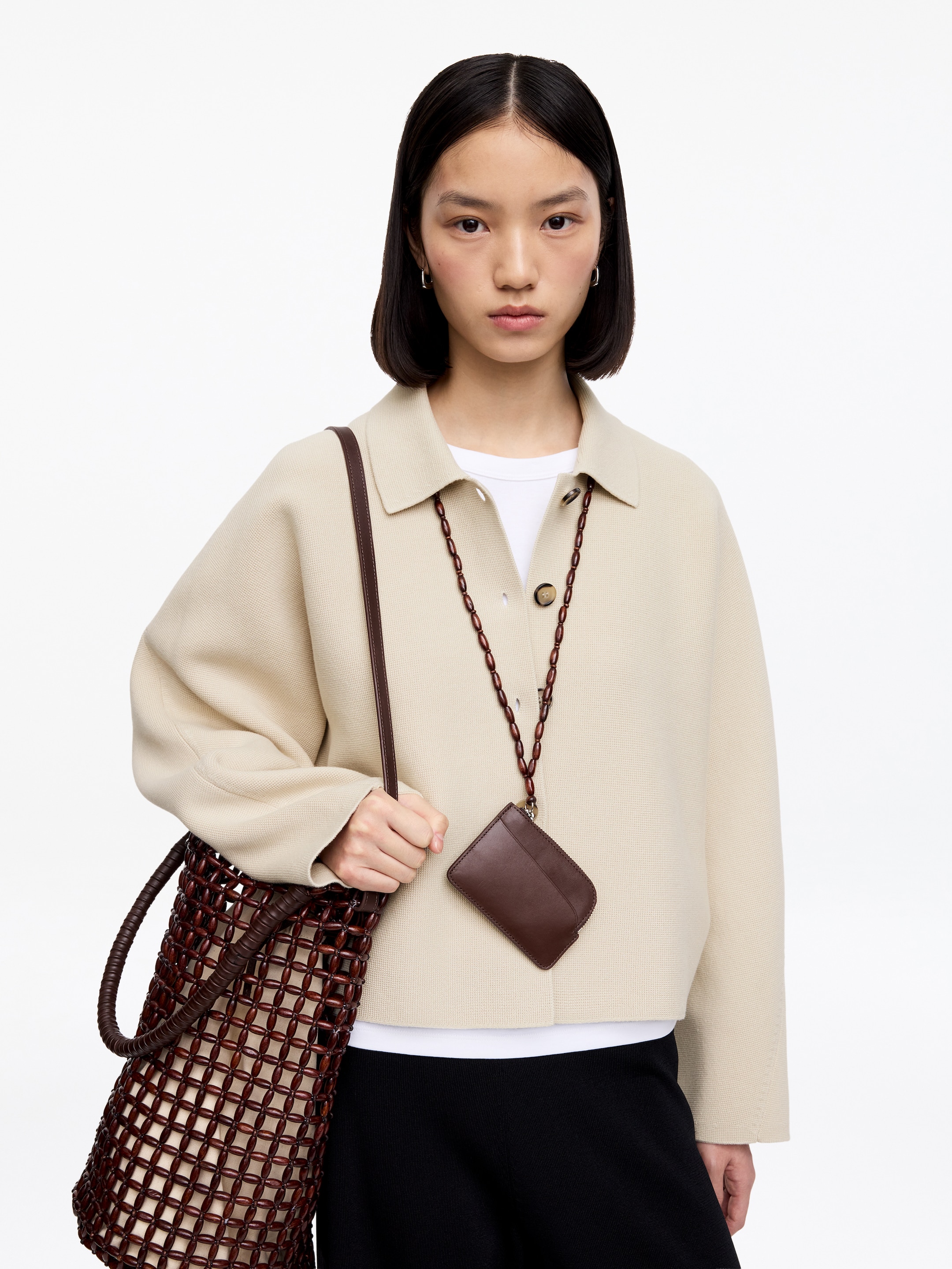 Knitted Cotton Jacket - Beige - Loose fit - Women - StillMedia/Lookbook - 4