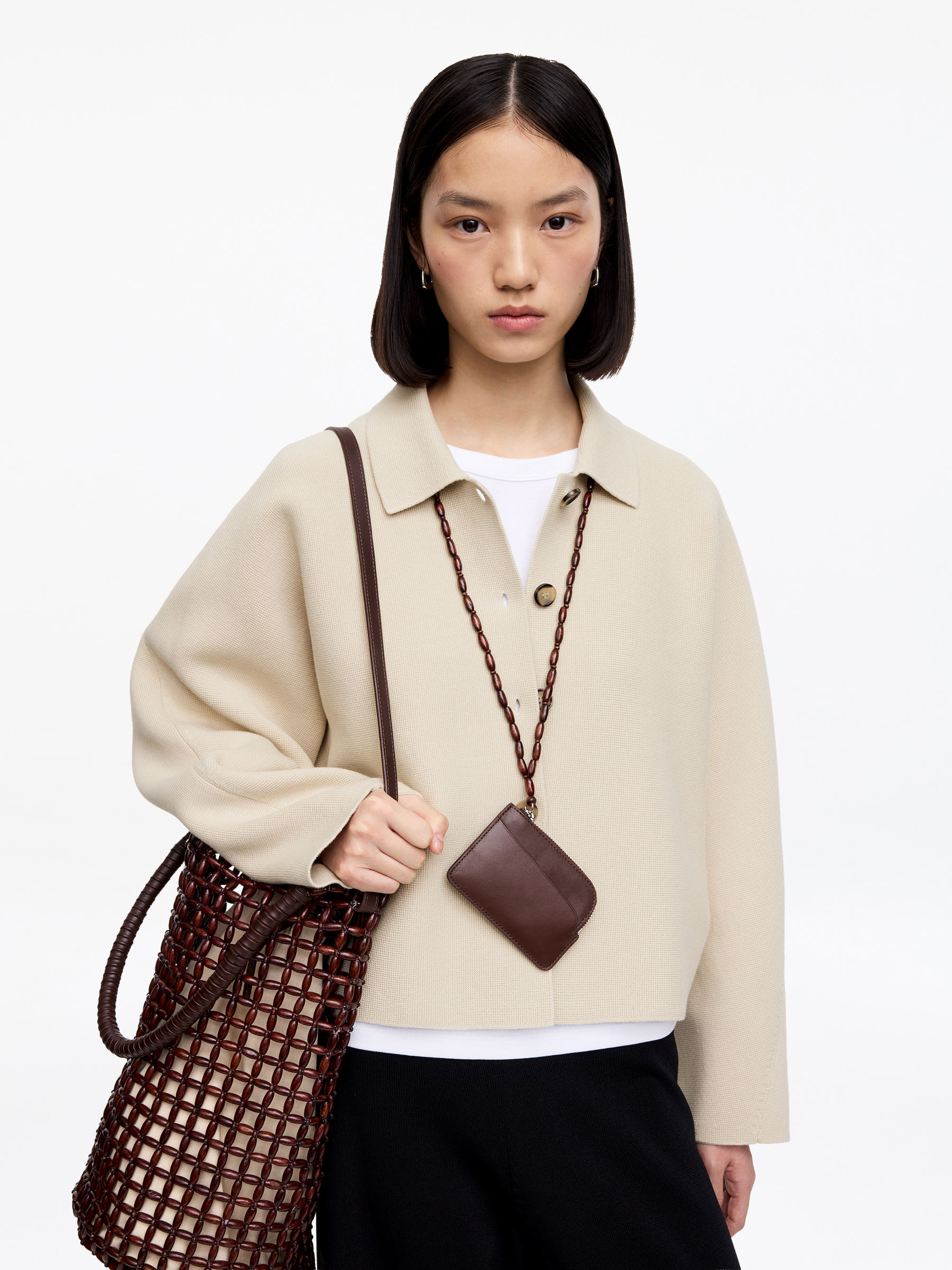 Knitted Cotton Jacket - Beige - Loose fit - Women - StillMedia/Lookbook - 4