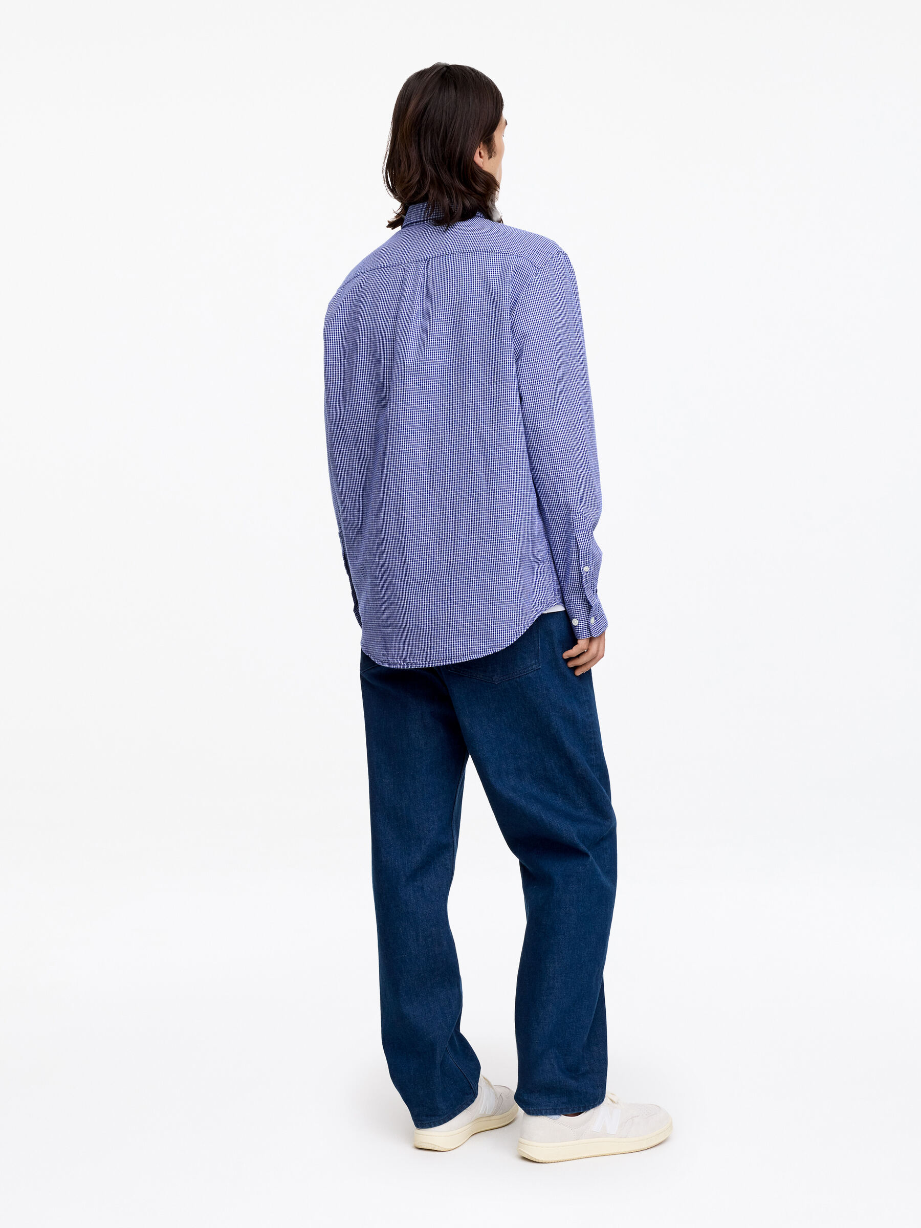 Relaxed Cotton Linen Shirt - Blue/Checkered - Relaxed fit - Men - StillMedia/Lookbook - 4
