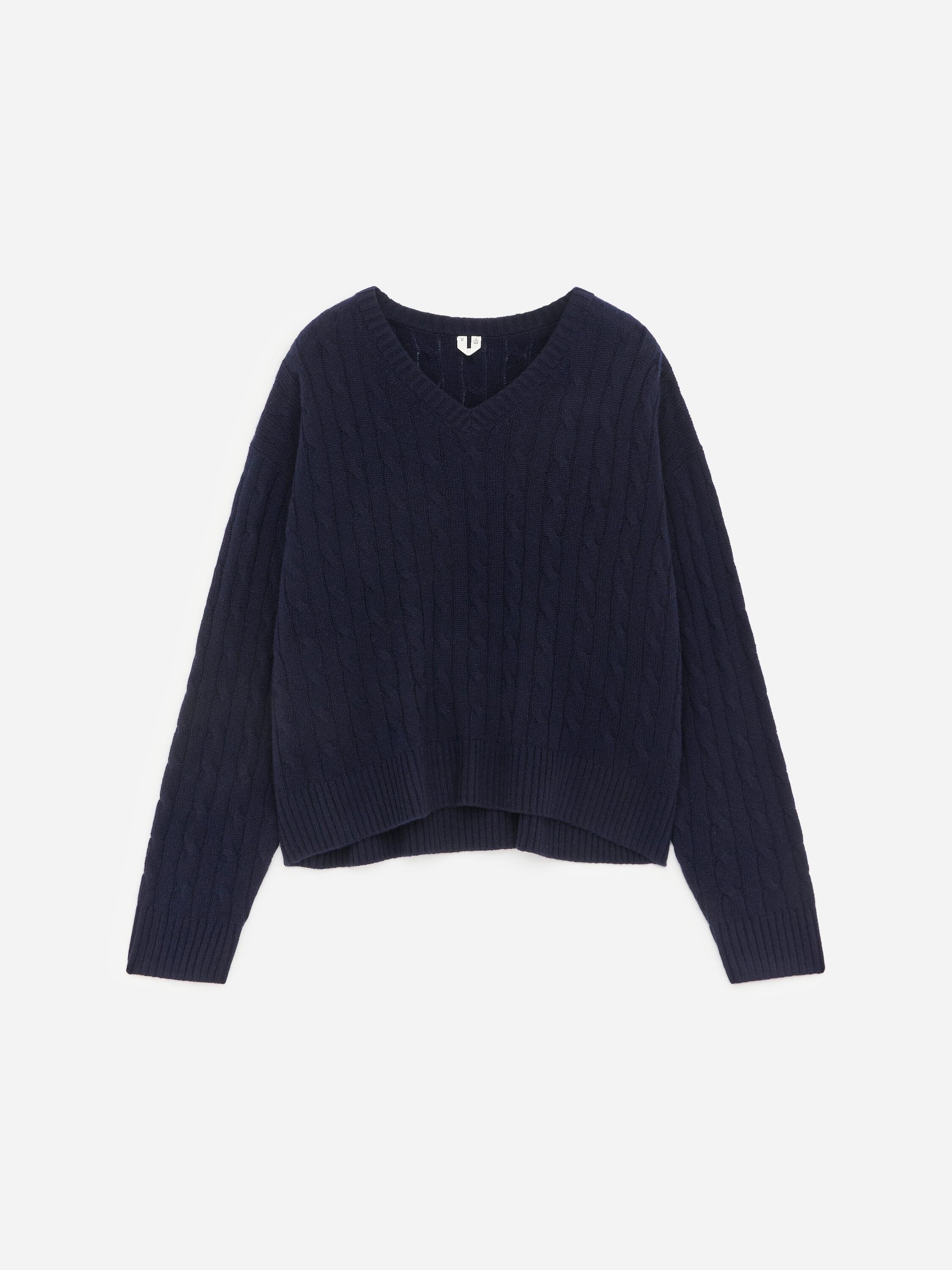 Pure Cashmere V-Neck Jumper - Dark Blue - Women - ARKET DK