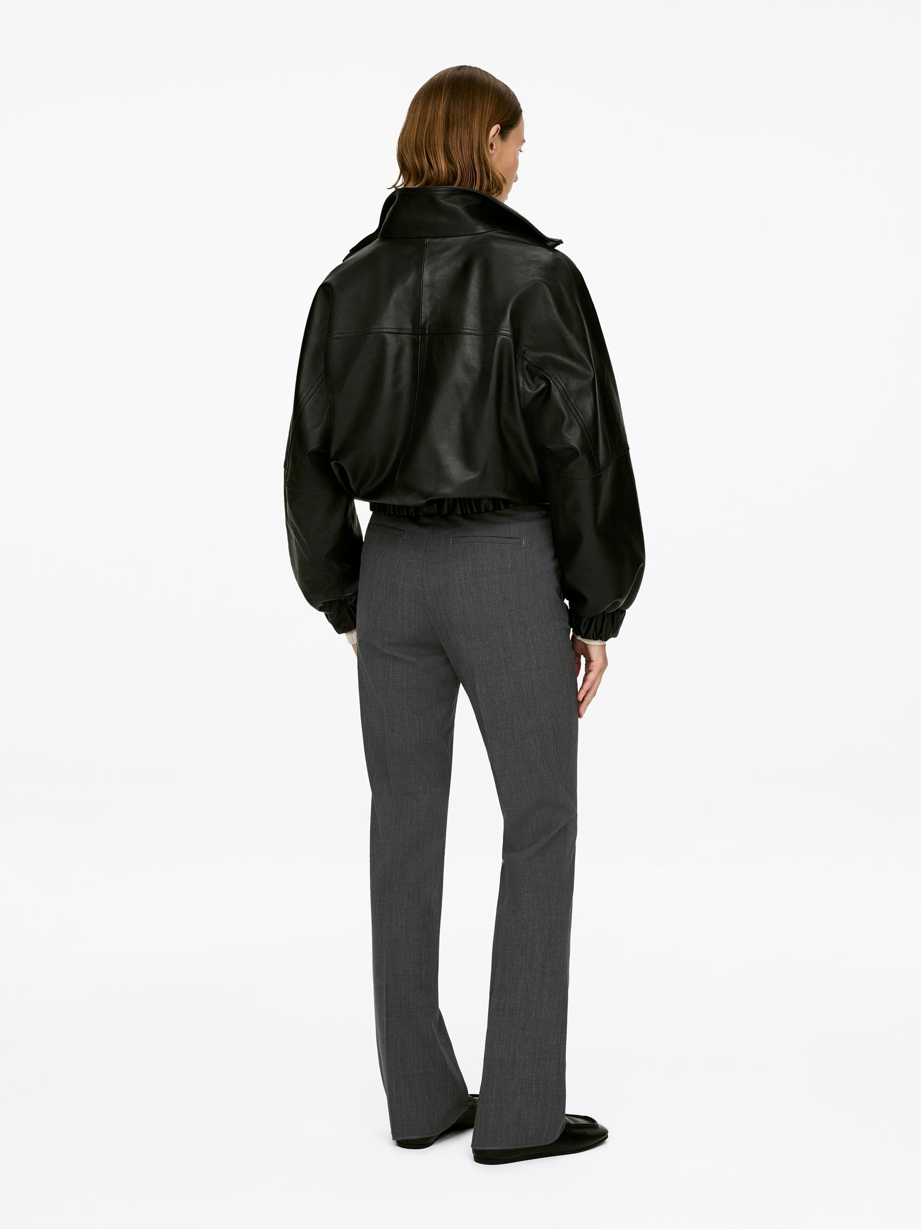 Skräddad byxa i ullblandning - Mörkgråmelerad - Slim fit - Women - StillMedia/Lookbook - 9