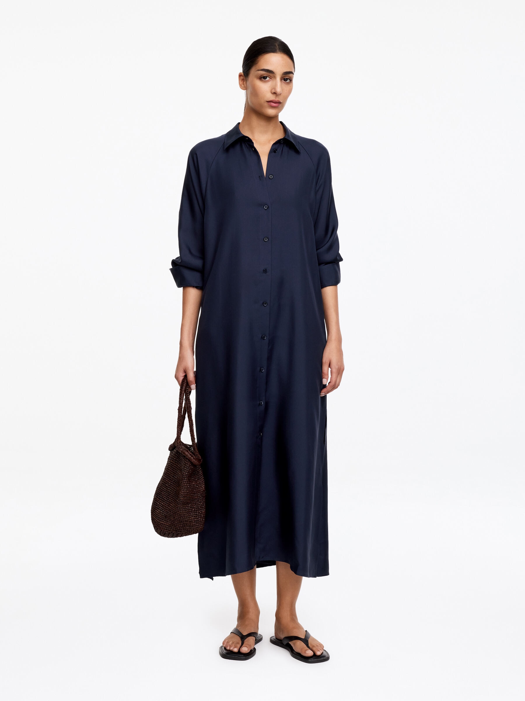 Robe-chemise en sergé de soie-#0A041F-19680