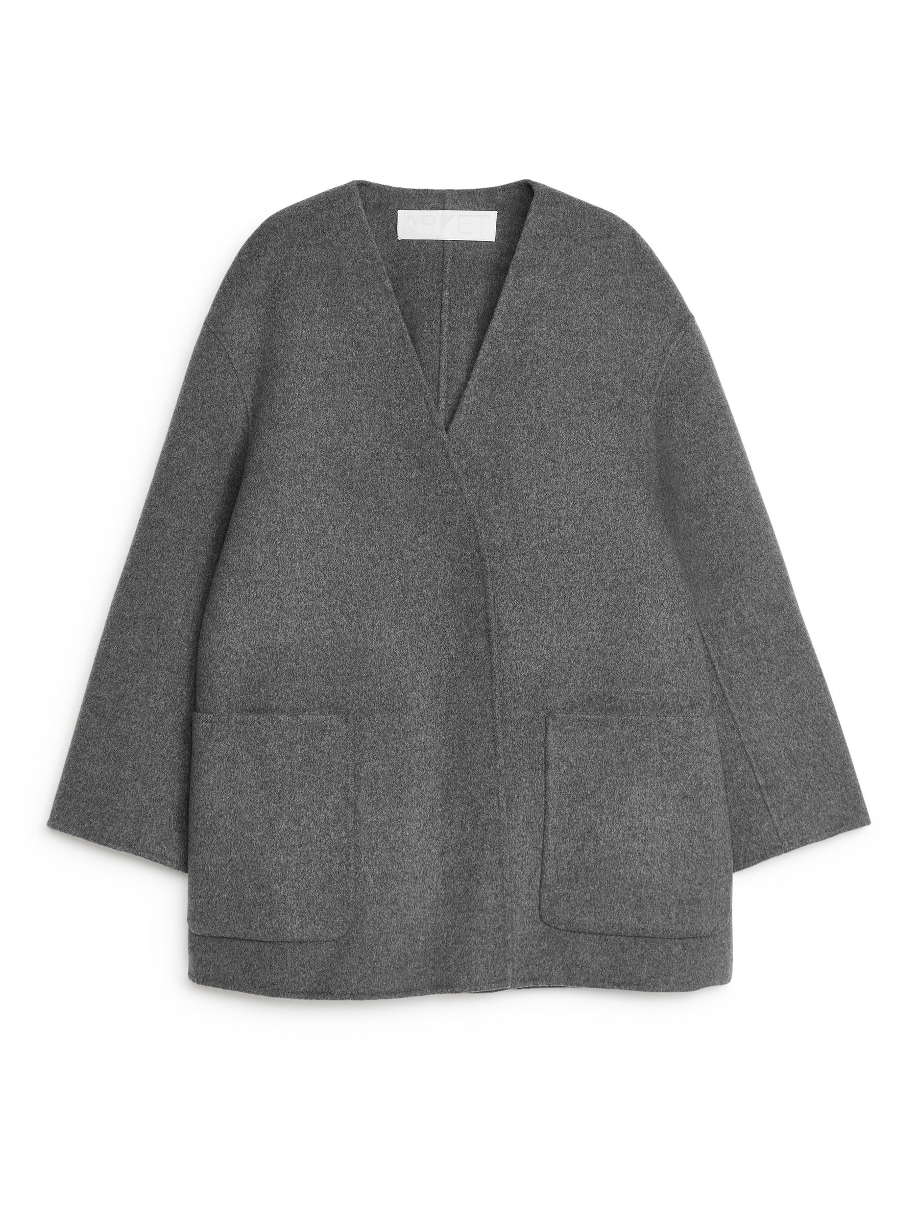 Collarless Doublé Coat – Dark Grey – Women – ARKET CH