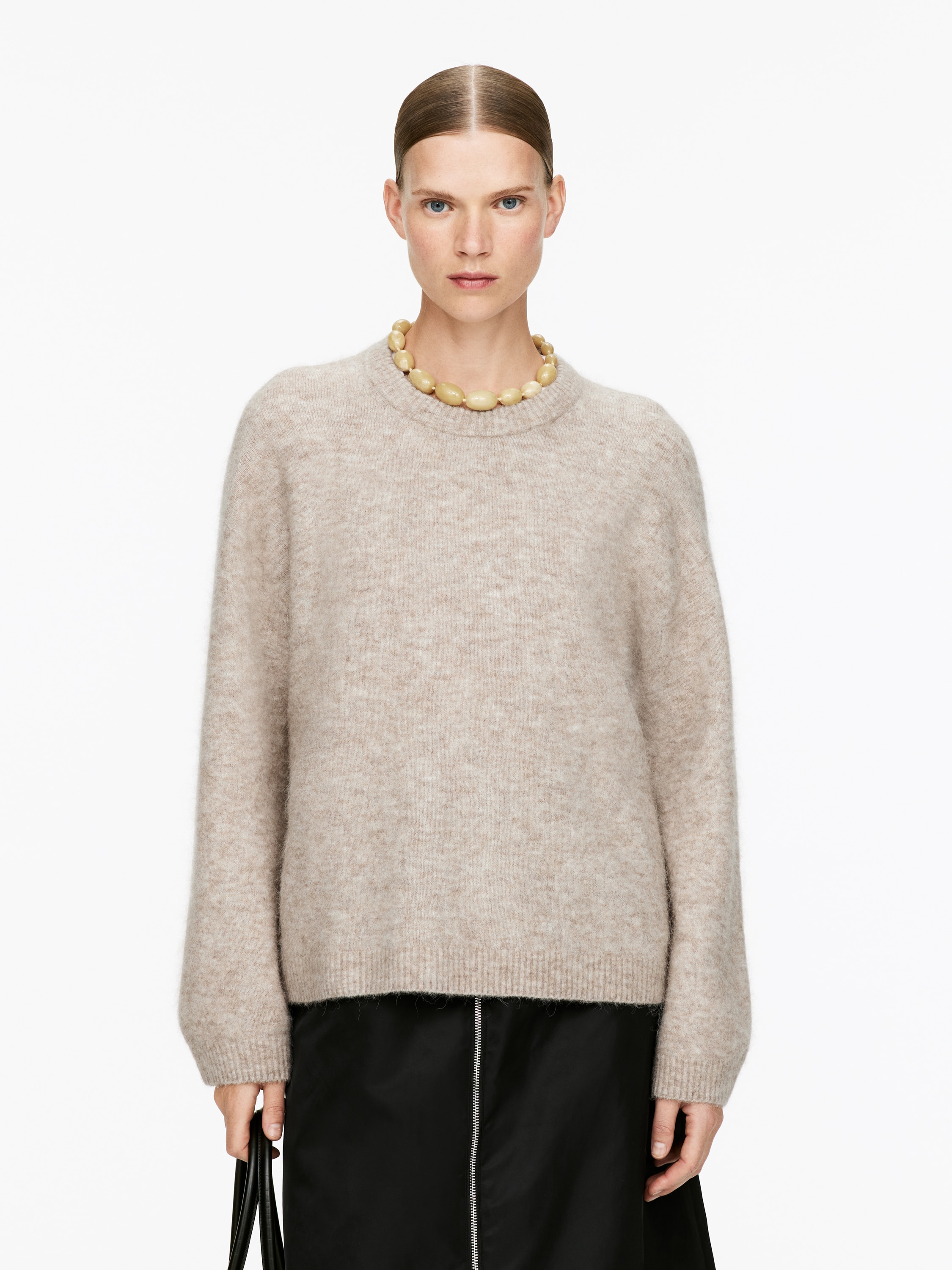 Alpaca-Wool Blend Jumper - Beige/Black/Dark Burgundy/Purple/Off White/Dusty Pink/Red/Reddish Orange/Light Grey