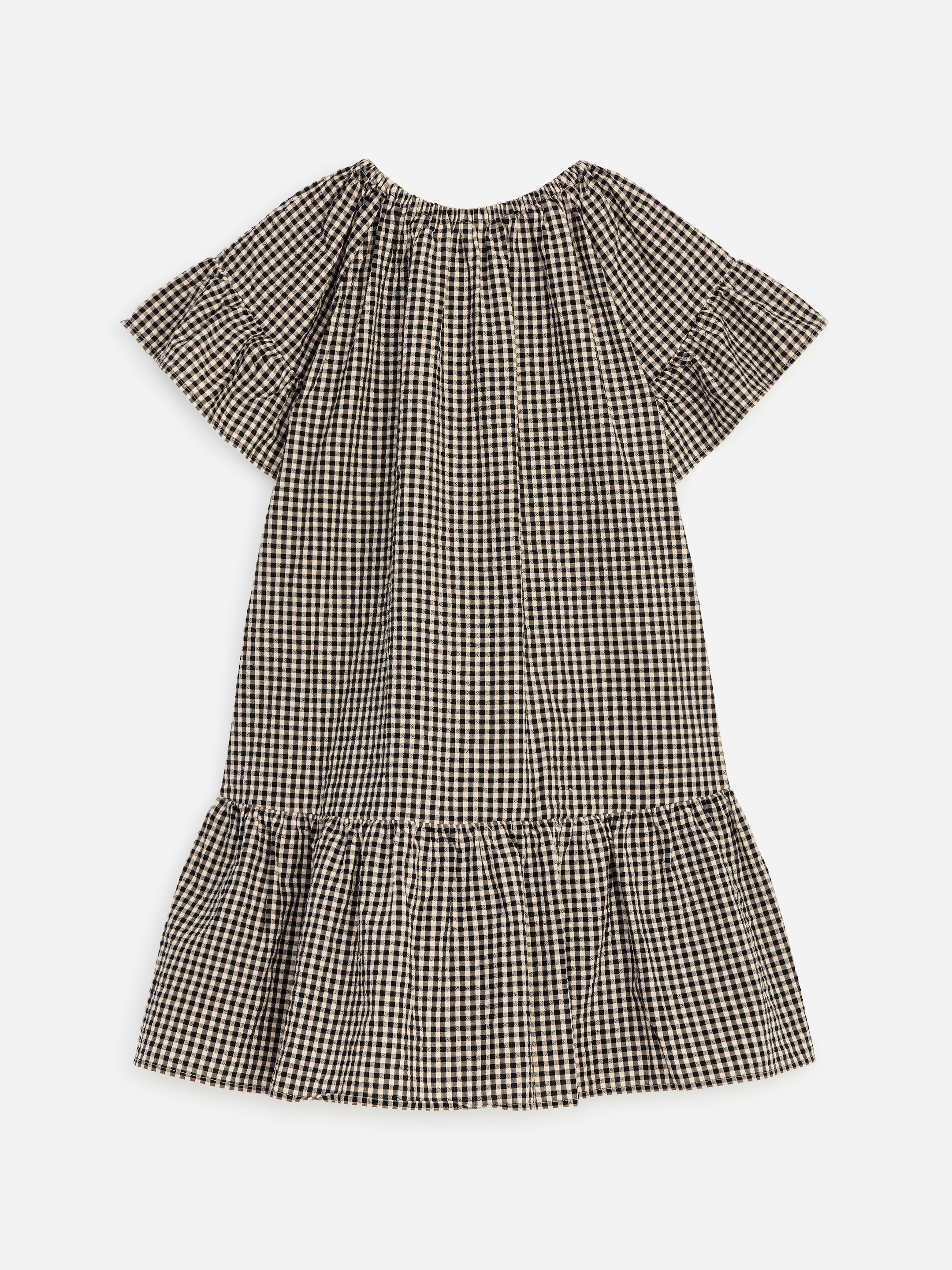 Cotton Muslin Frill Dress - Off White/Black - Relaxed fit - Children - StillMedia/DescriptiveStillLife - 1