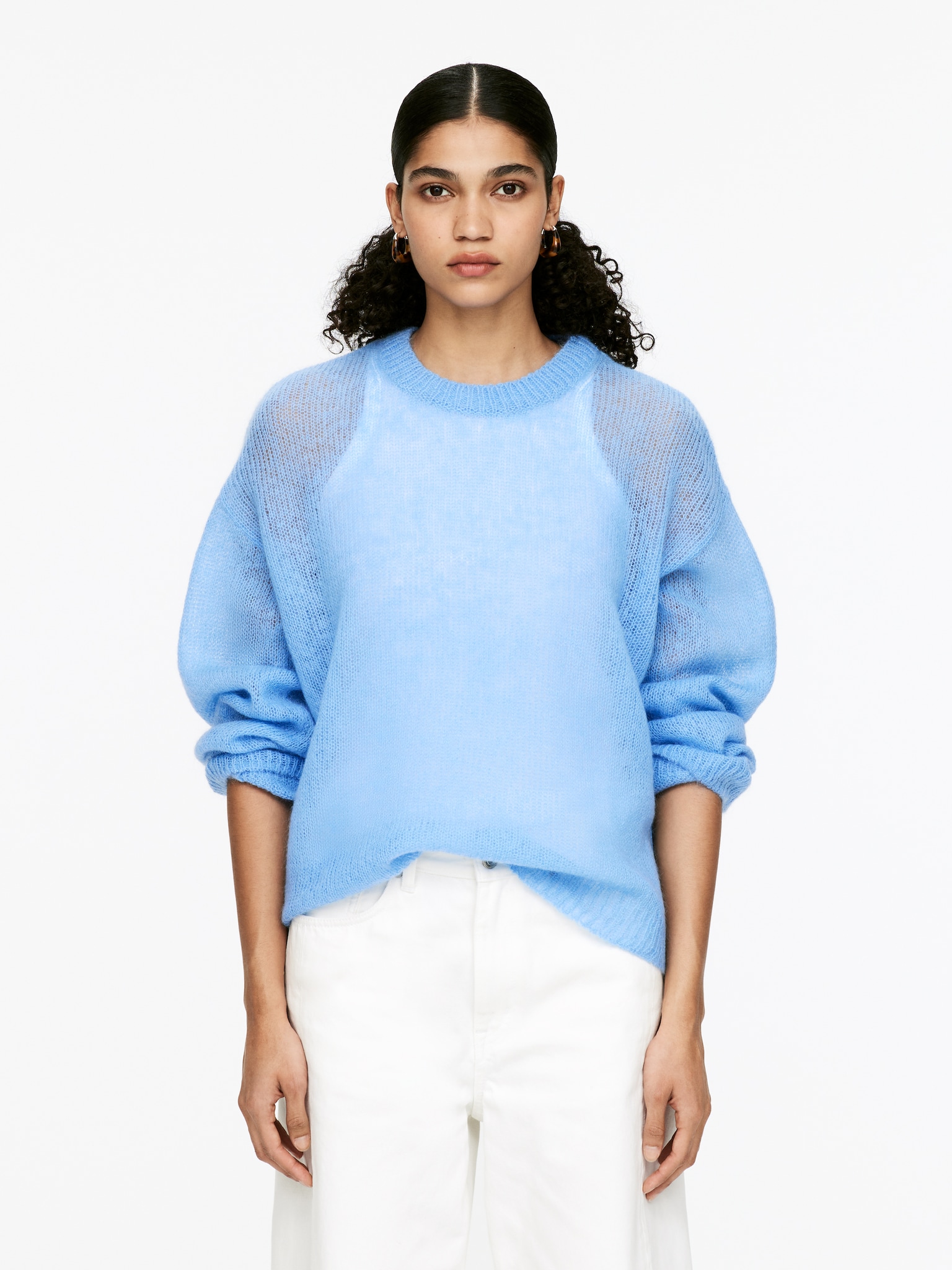 Trui van een mix van wol en mohair - Blauw/Roze