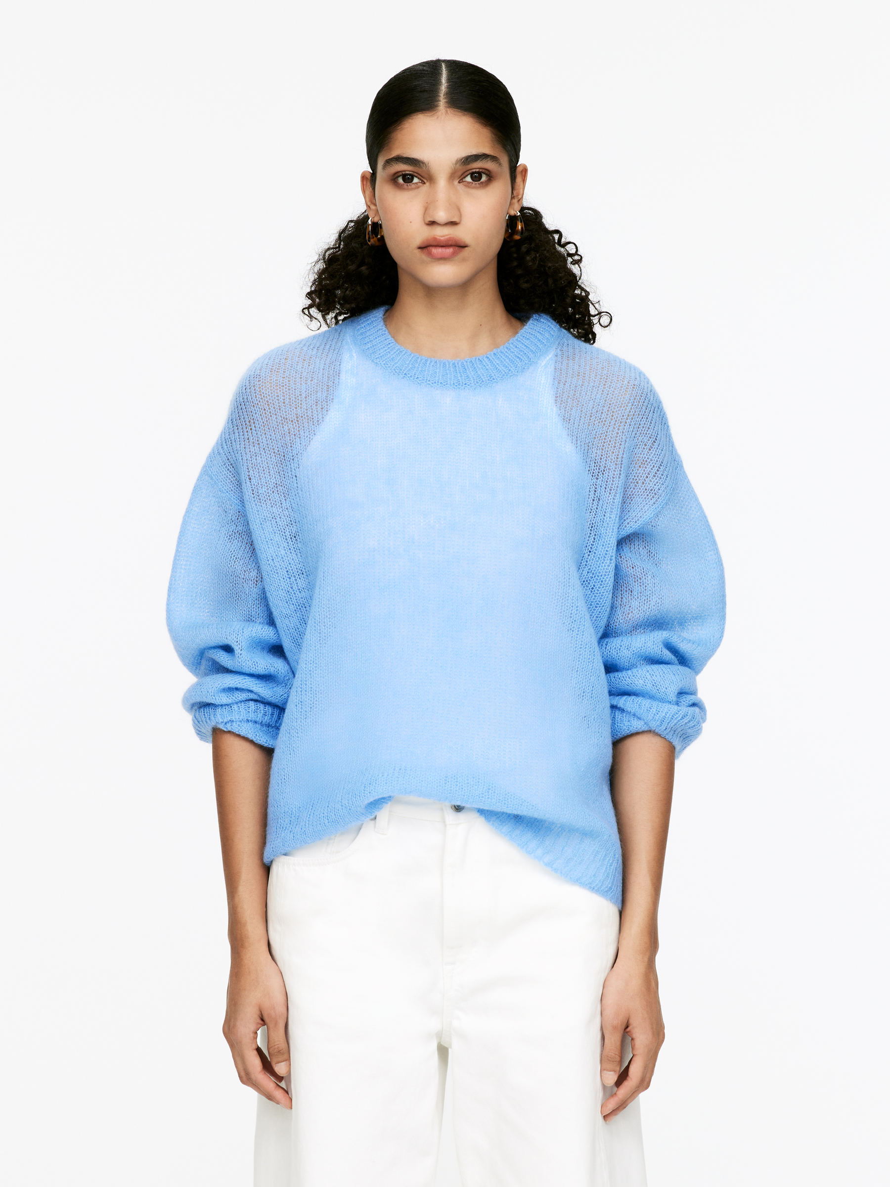 Wool-Mohair Blend Jumper - Blue - Relaxed fit - Women - StillMedia/Lookbook - 5