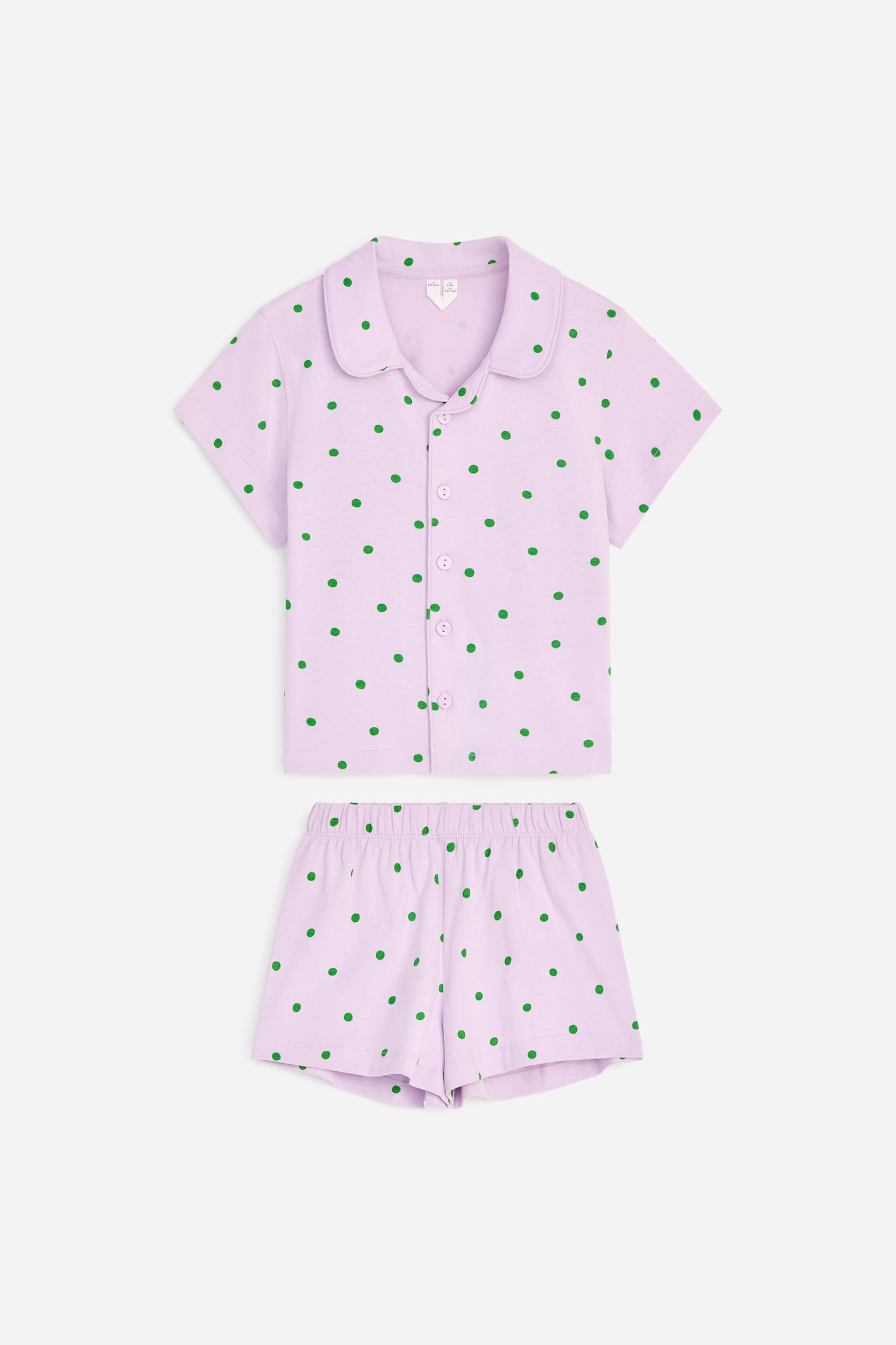 Pyjamasset i bomull - Lila/gröna prickar