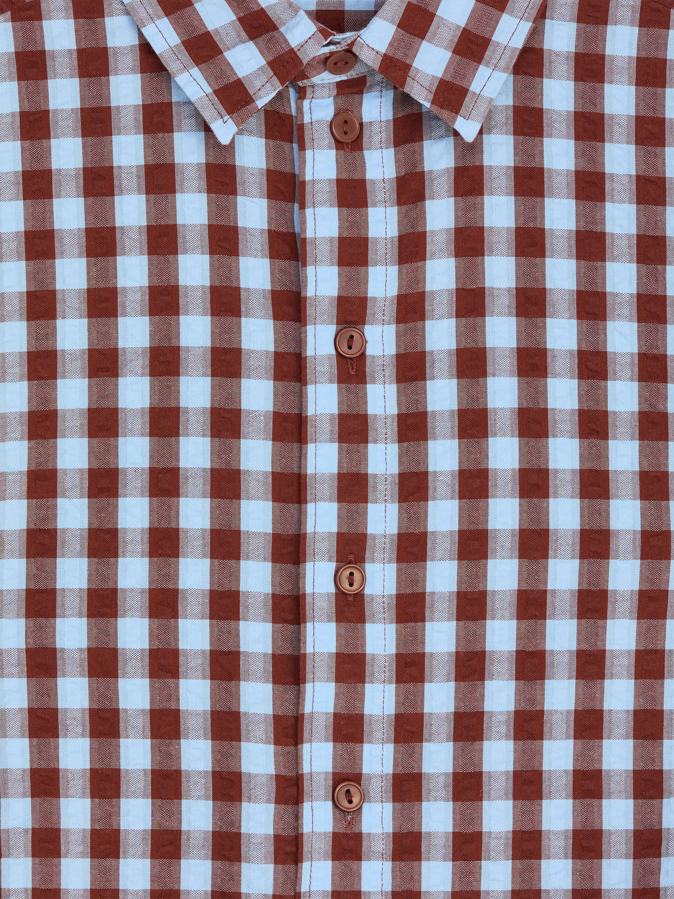 Chemise en seersucker à manches courtes - Marron/Bleu - Relaxed fit - Enfant - StillMedia/DescriptiveDetail - 1