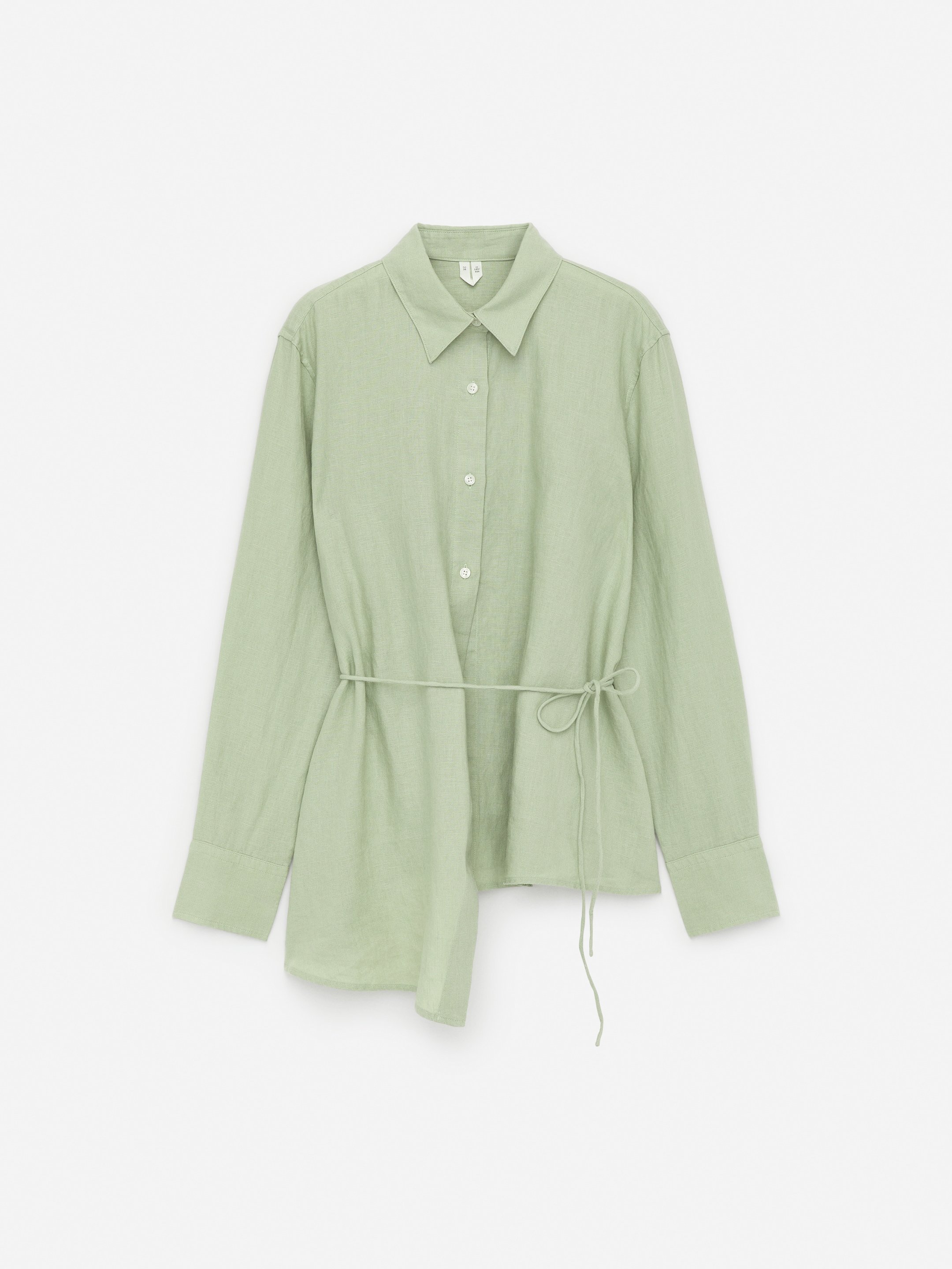 Wrap Linen Shirt - Green - Slim fit - Women - StillMedia/DescriptiveStillLife - 2