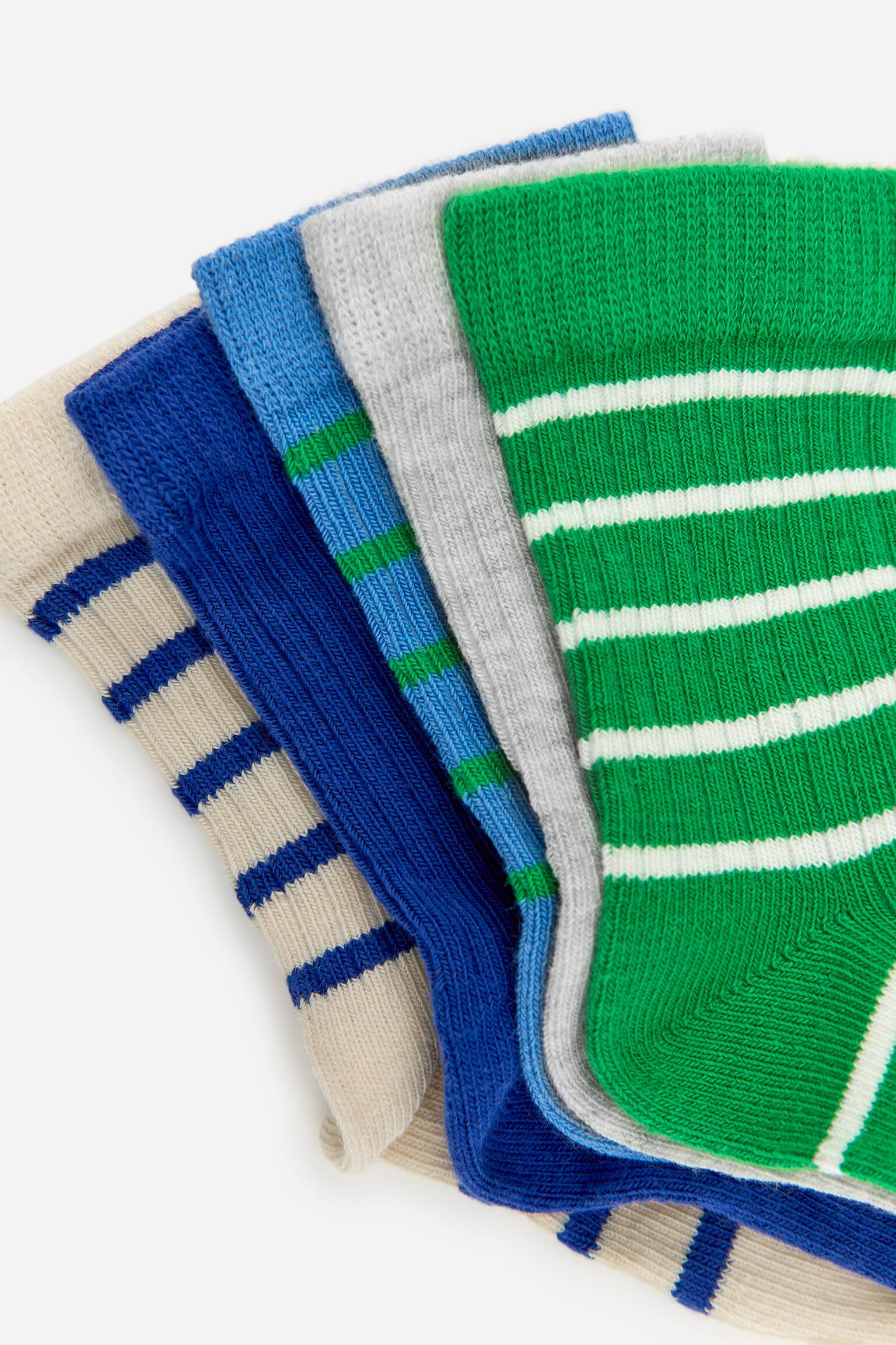 Rib Knit Baby Socks, 5 Pairs - Groen/blauw/Roze/oranje/Groen/blauw/Lila/rood - 2